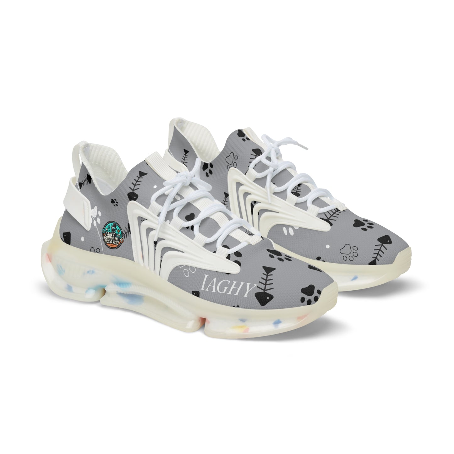 Gray and Bones Mesh Sneakers — Lightweight Athletic Running Shoes for Men