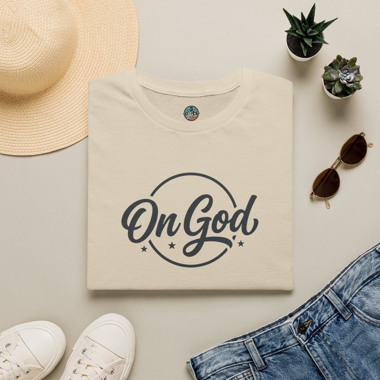 On God T-Shirt — Faith-Inspired Retro Script White Tee