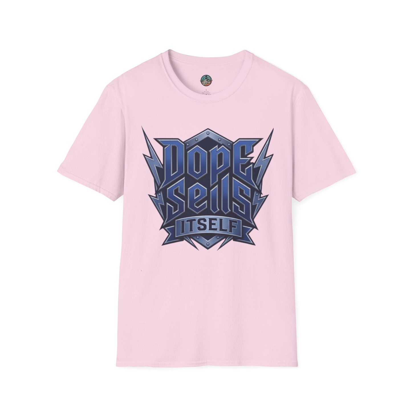 Dope Spells Itself T-Shirt — Retro Lightning Graphic Blue Tee