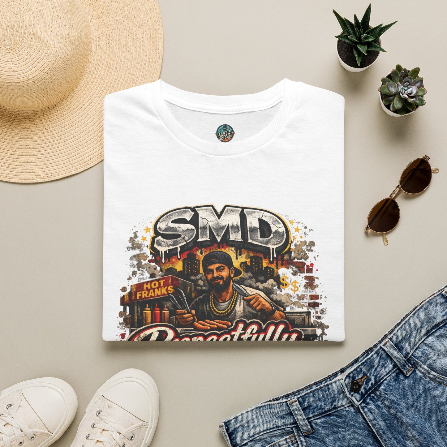 T-Shirt — SMD 'Respectfully' Vintage Hot Franks Streetwear Tee
