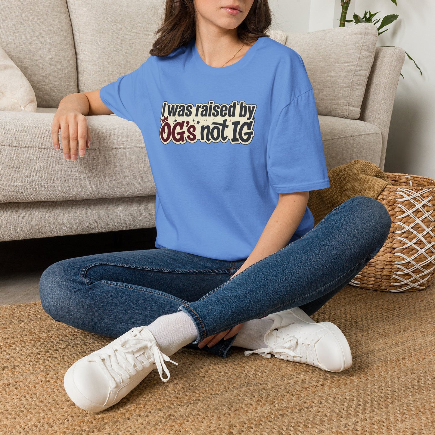 Raised by OGs Not IG T-Shirt — Retro Statement Tee for Streetwise Pride