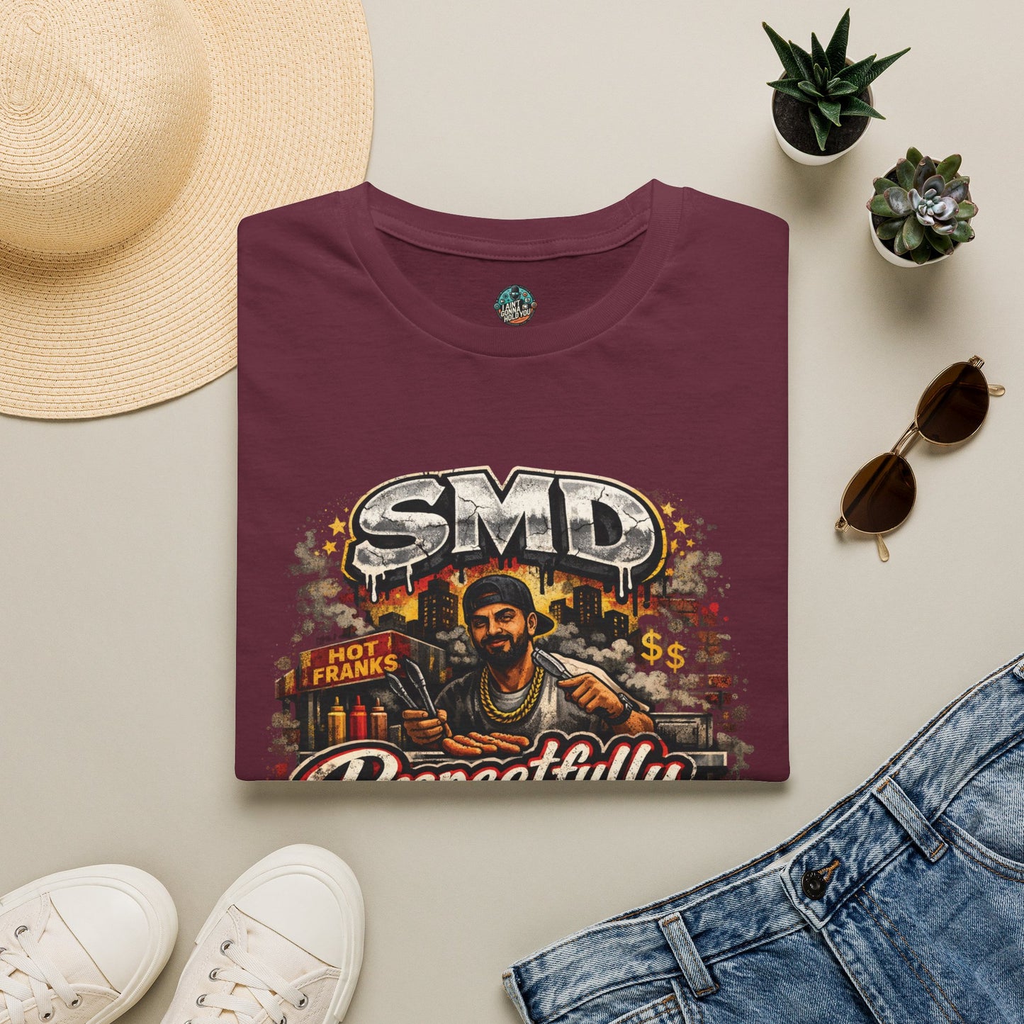 T-Shirt — SMD 'Respectfully' Vintage Hot Franks Streetwear Tee