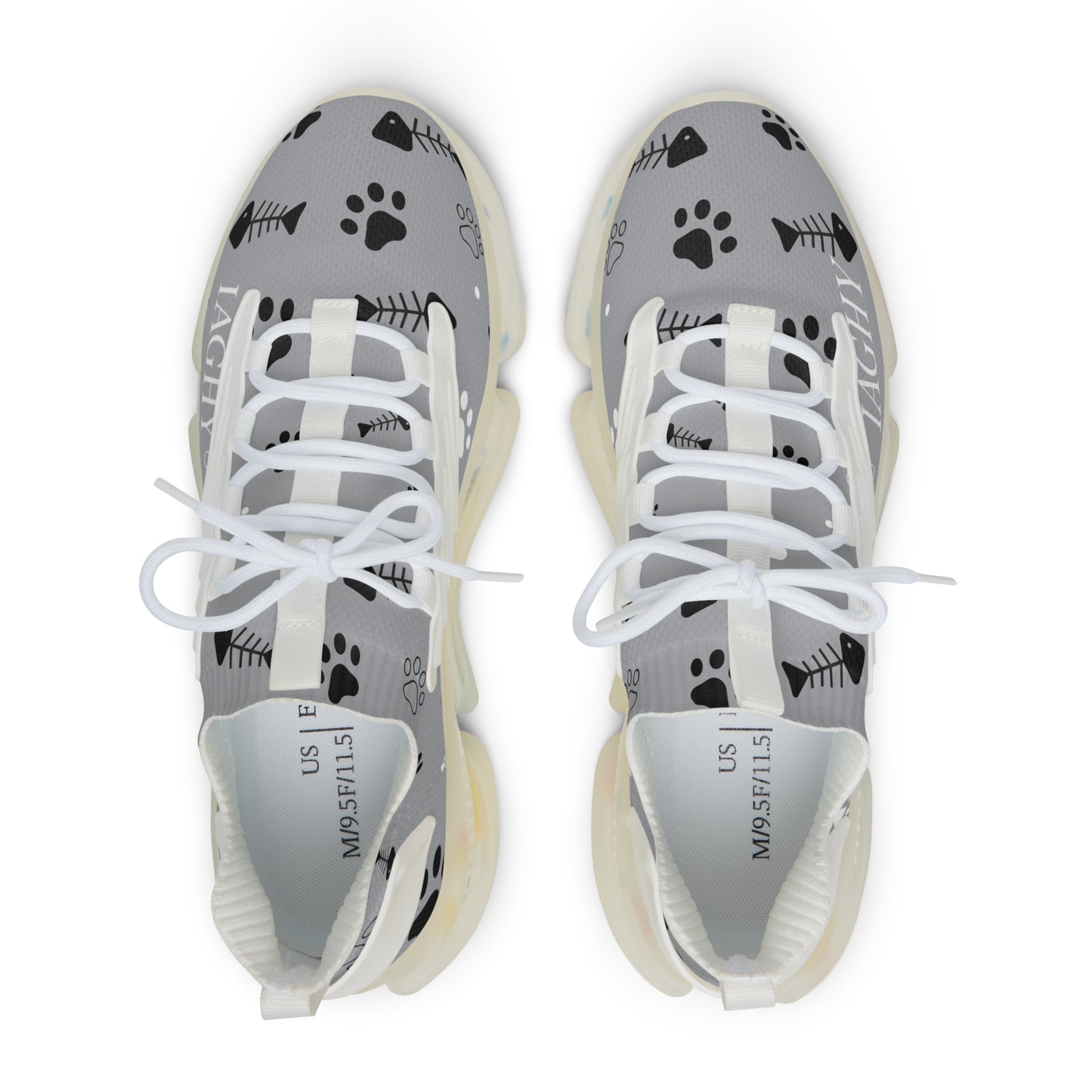 Gray and Bones Mesh Sneakers — Lightweight Athletic Running Shoes for Men