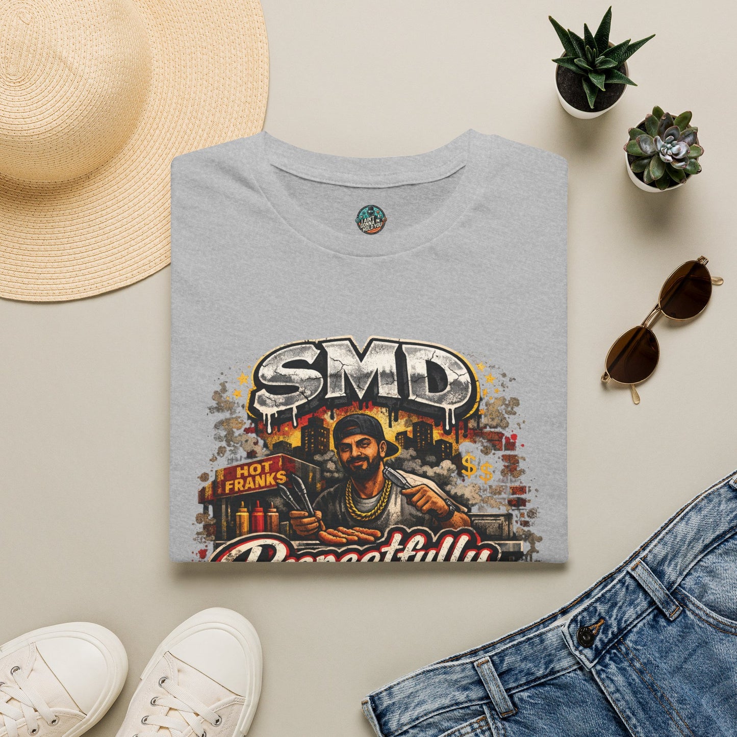 T-Shirt — SMD 'Respectfully' Vintage Hot Franks Streetwear Tee