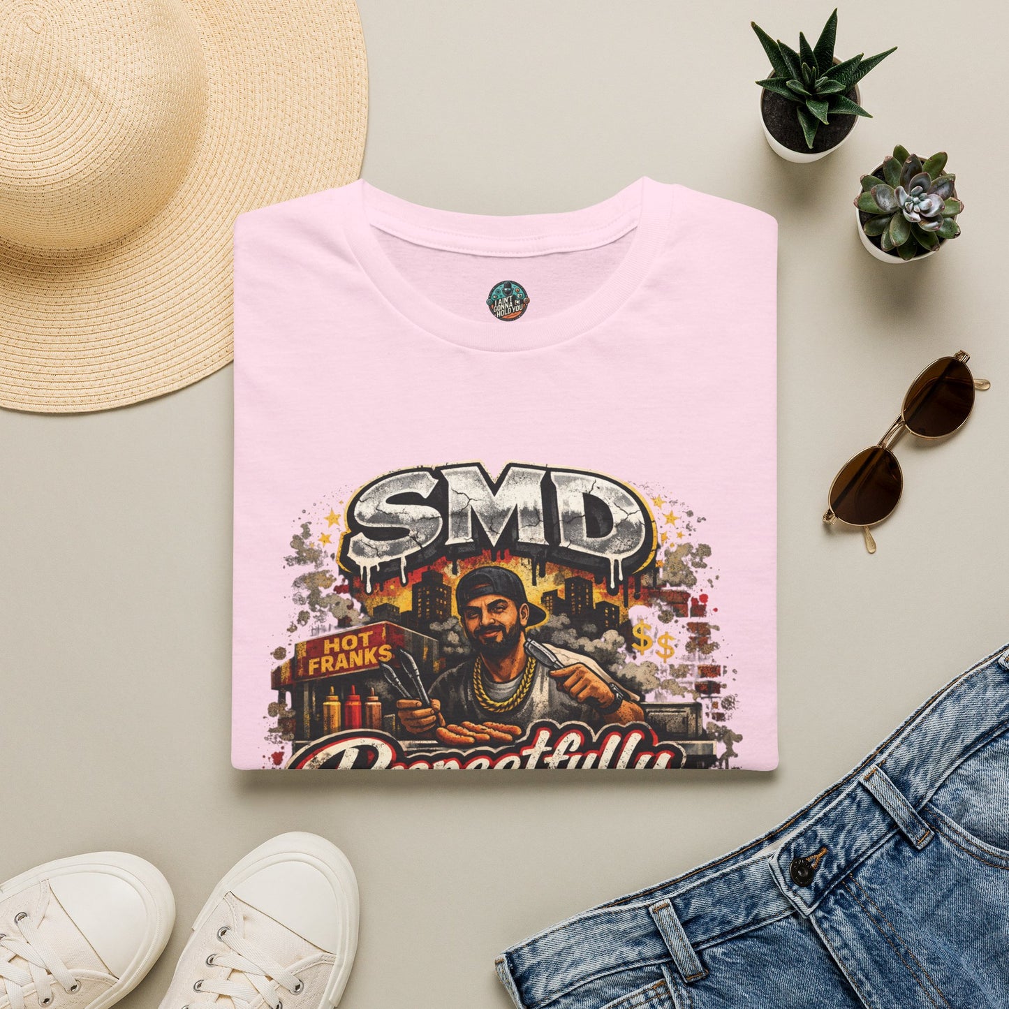 T-Shirt — SMD 'Respectfully' Vintage Hot Franks Streetwear Tee