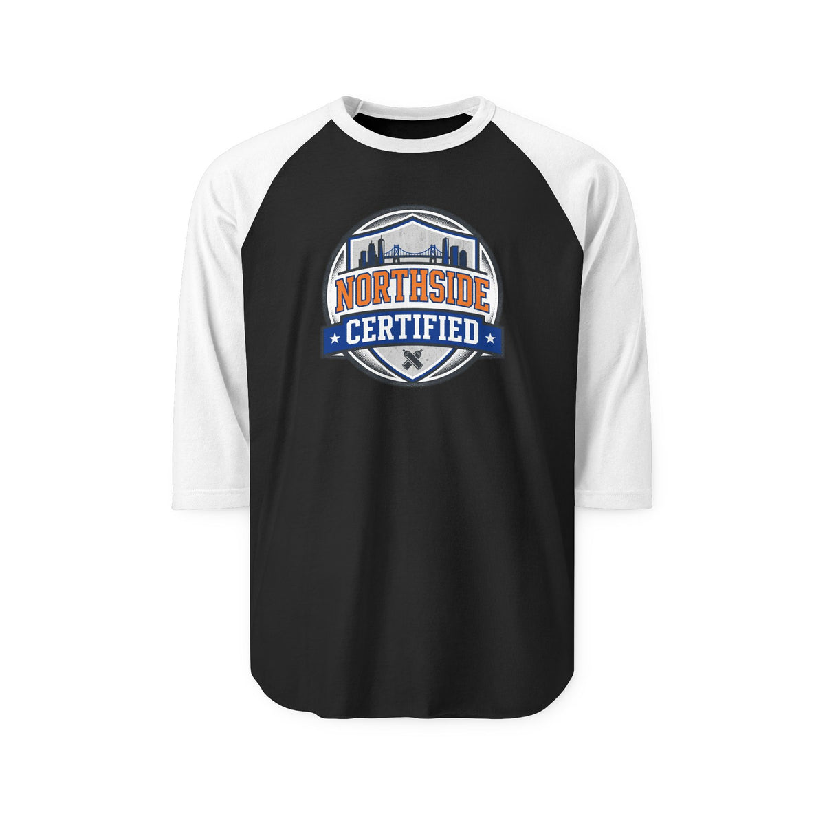 Northside Certified Baseball Raglan — City Skyline Badge 3/4 Sleeve Tee