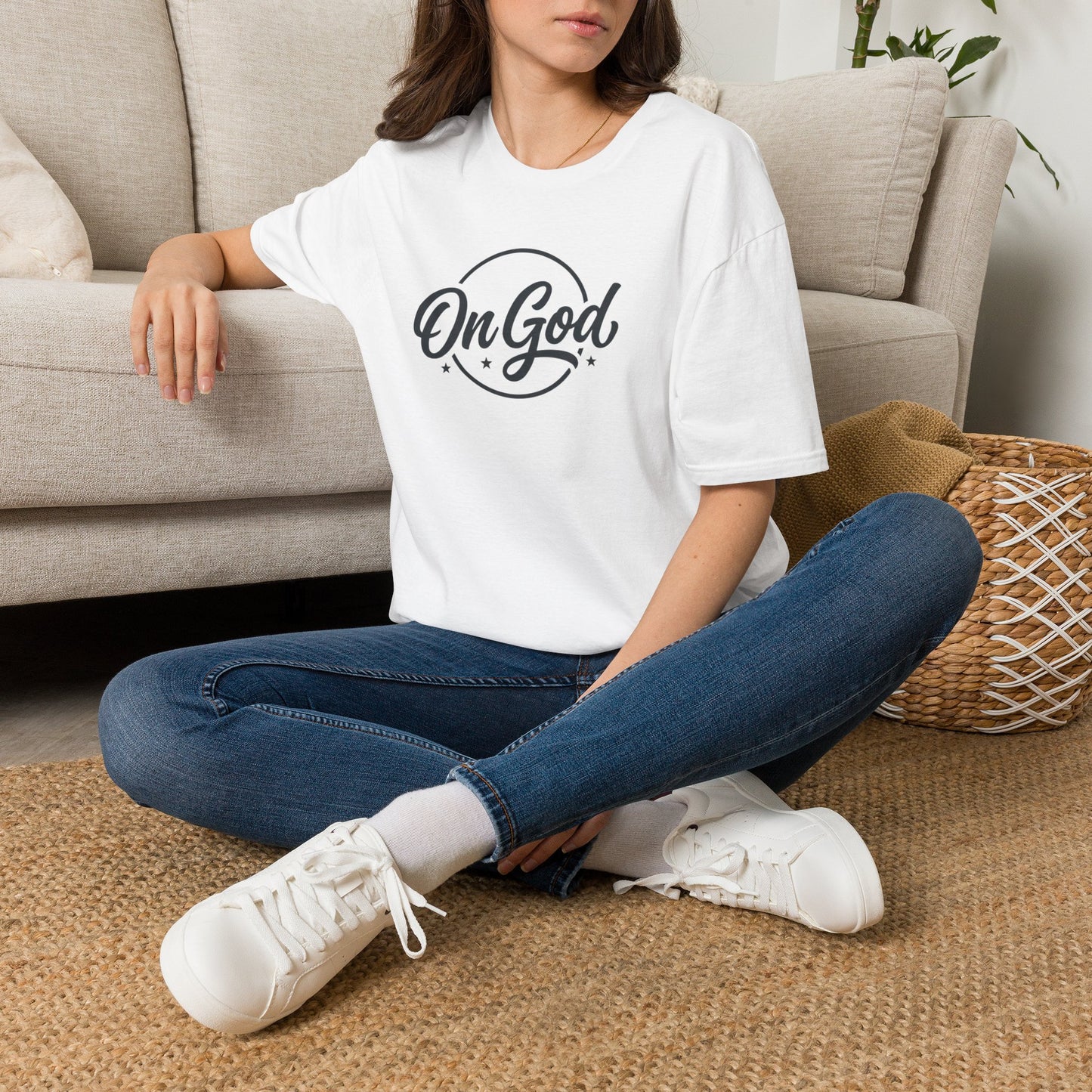 On God T-Shirt — Faith-Inspired Retro Script White Tee