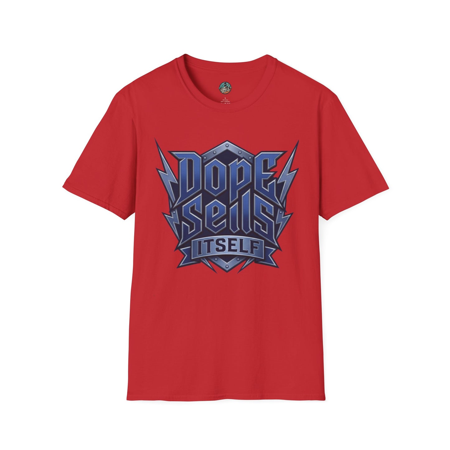 Dope Spells Itself T-Shirt — Retro Lightning Graphic Blue Tee