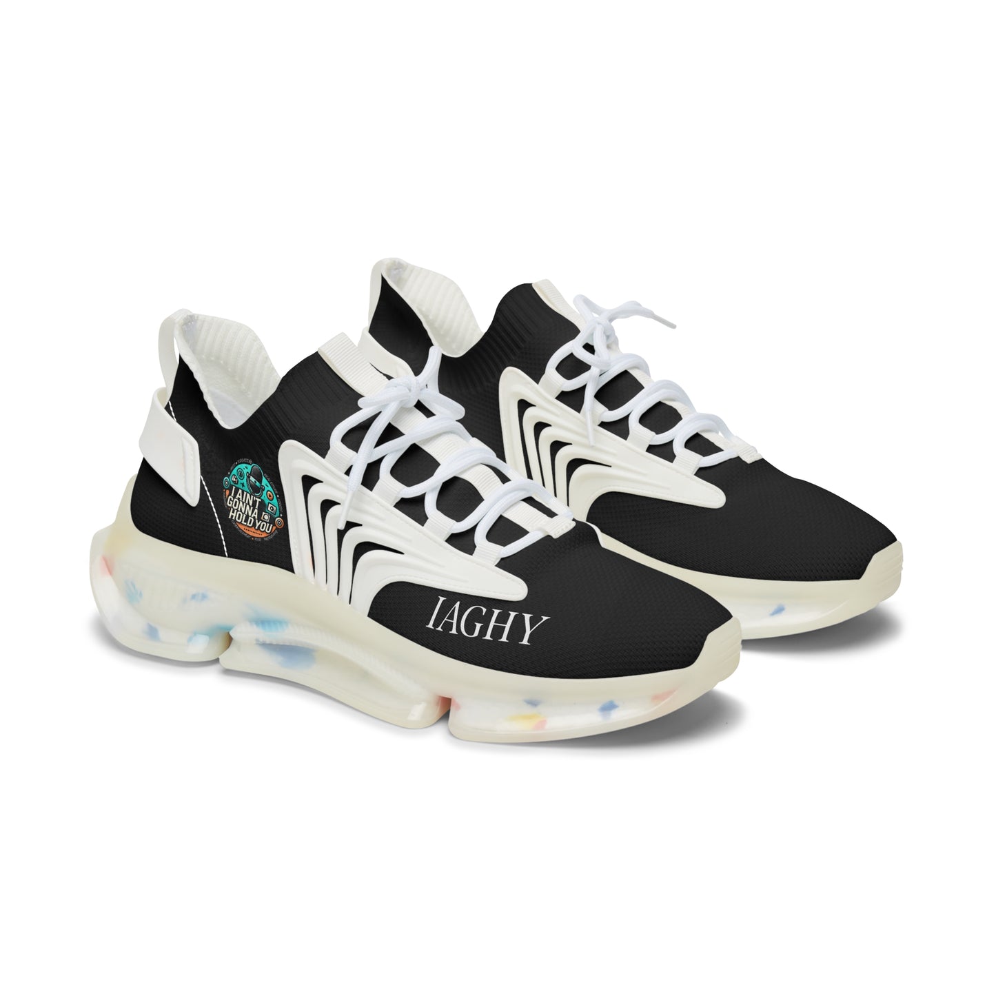 Black Mesh Women's Sneakers — Lightweight Breathable Athletic Shoes