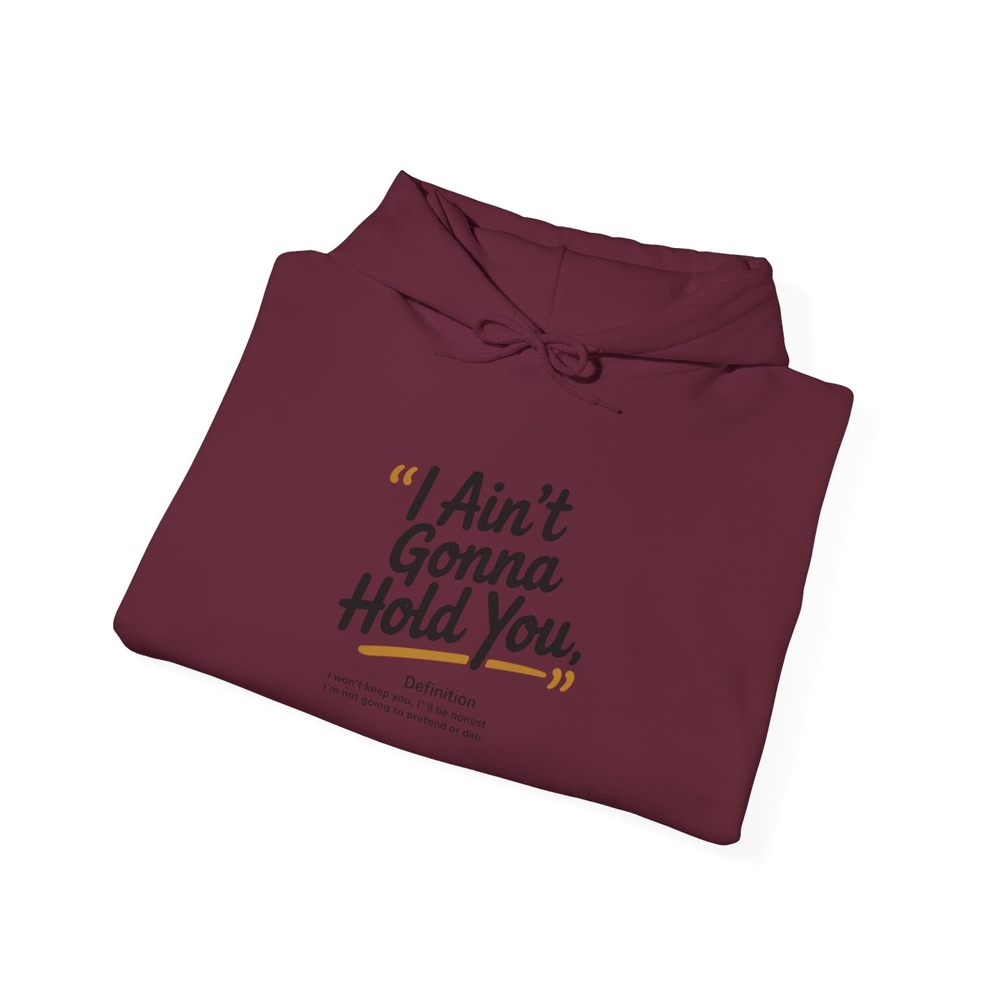 Hooded Sweatshirt - I Aint Gonna Hold You Print - Special Edition Warm and Stylish