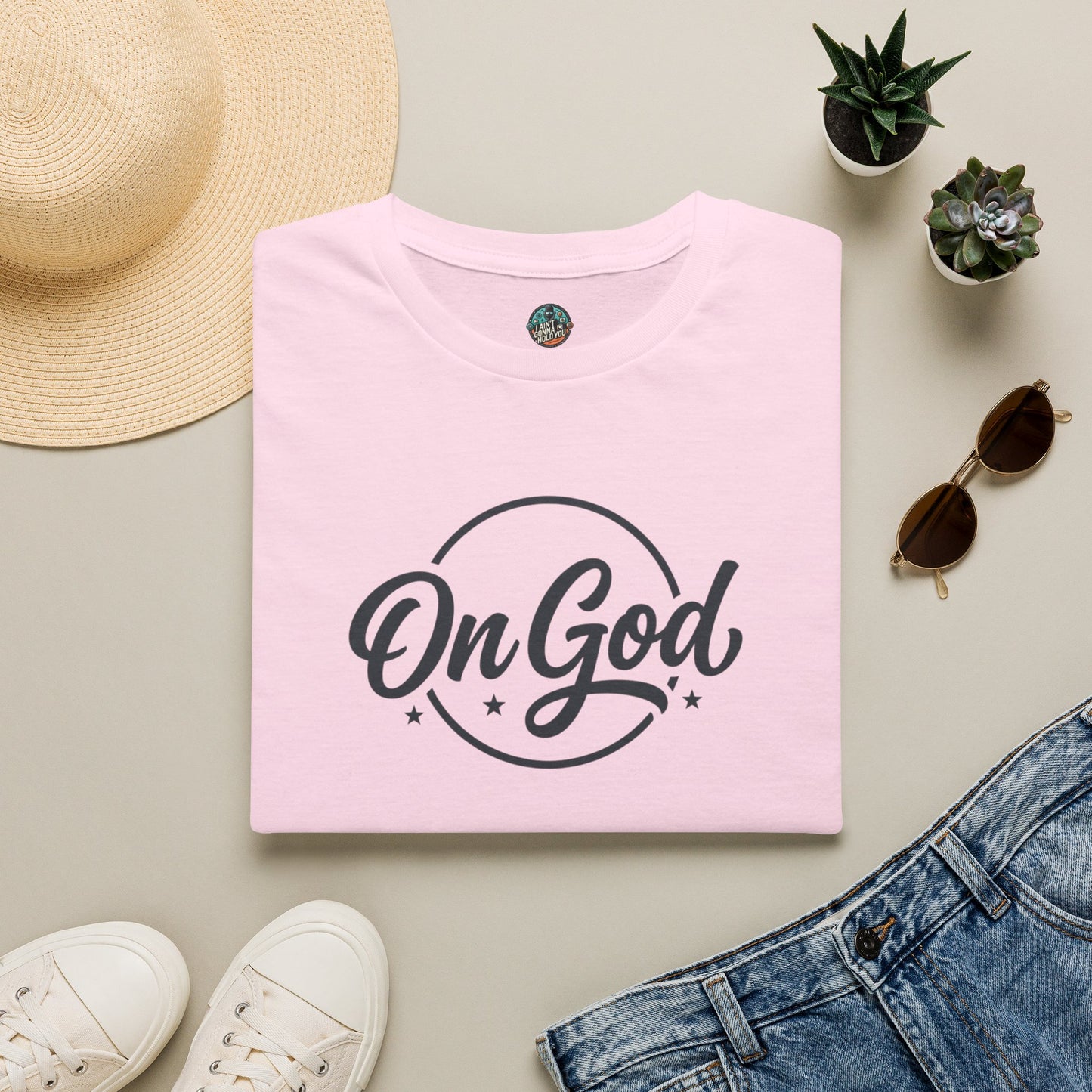 On God T-Shirt — Faith-Inspired Retro Script White Tee