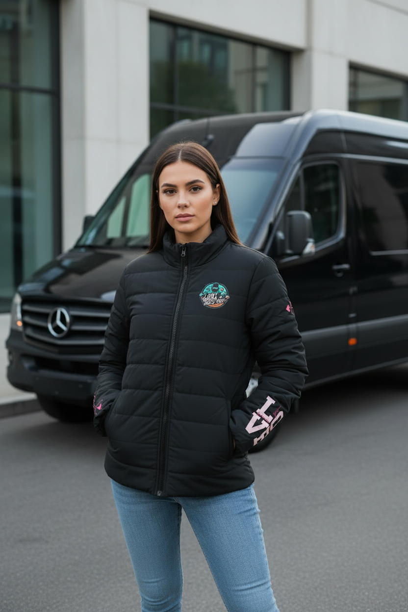 Love Prints Women's Puffer Jacket - Black Princess