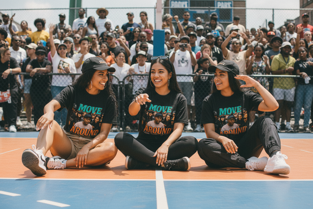 Move Around "Rise Grind Repeat" Graphic Tee — Retro Hip-Hop Crew Shirt