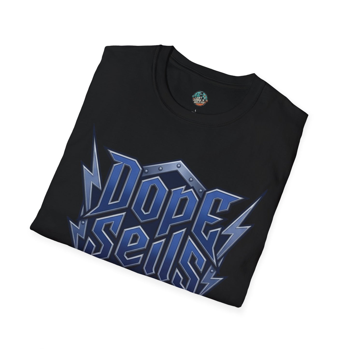 Dope Spells Itself T-Shirt — Retro Lightning Graphic Blue Tee