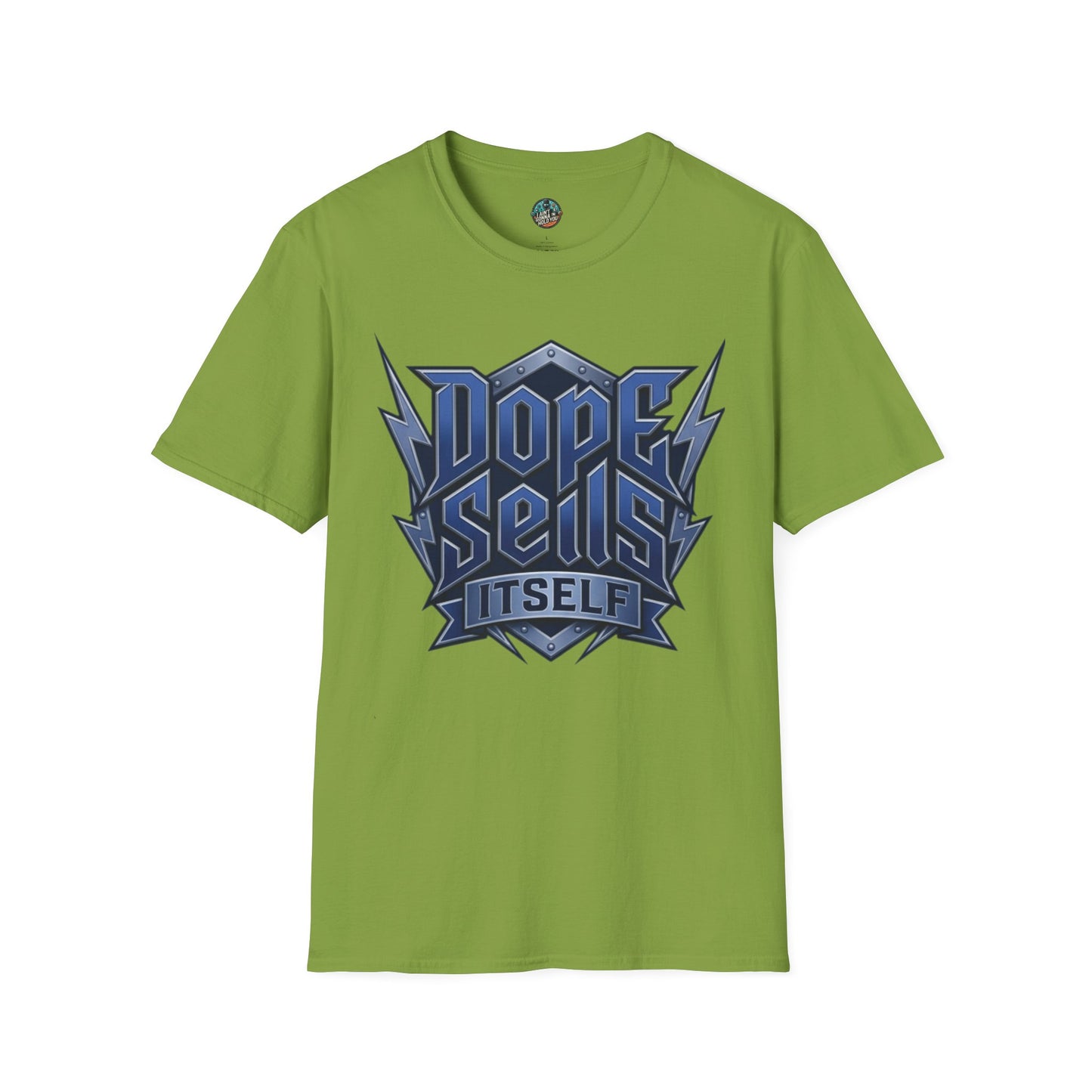 Dope Spells Itself T-Shirt — Retro Lightning Graphic Blue Tee