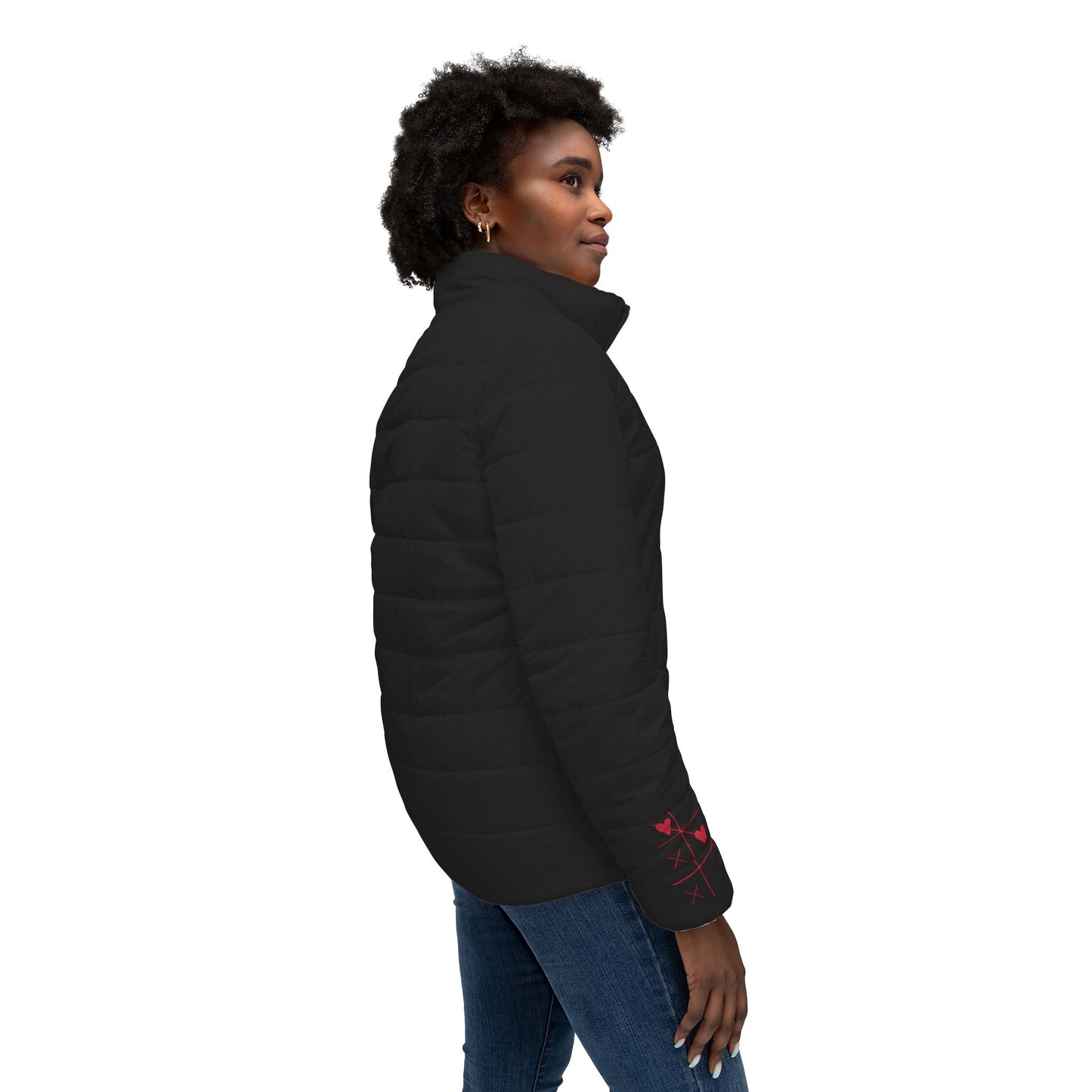 Love Prints Women's Puffer Jacket - Black Princess