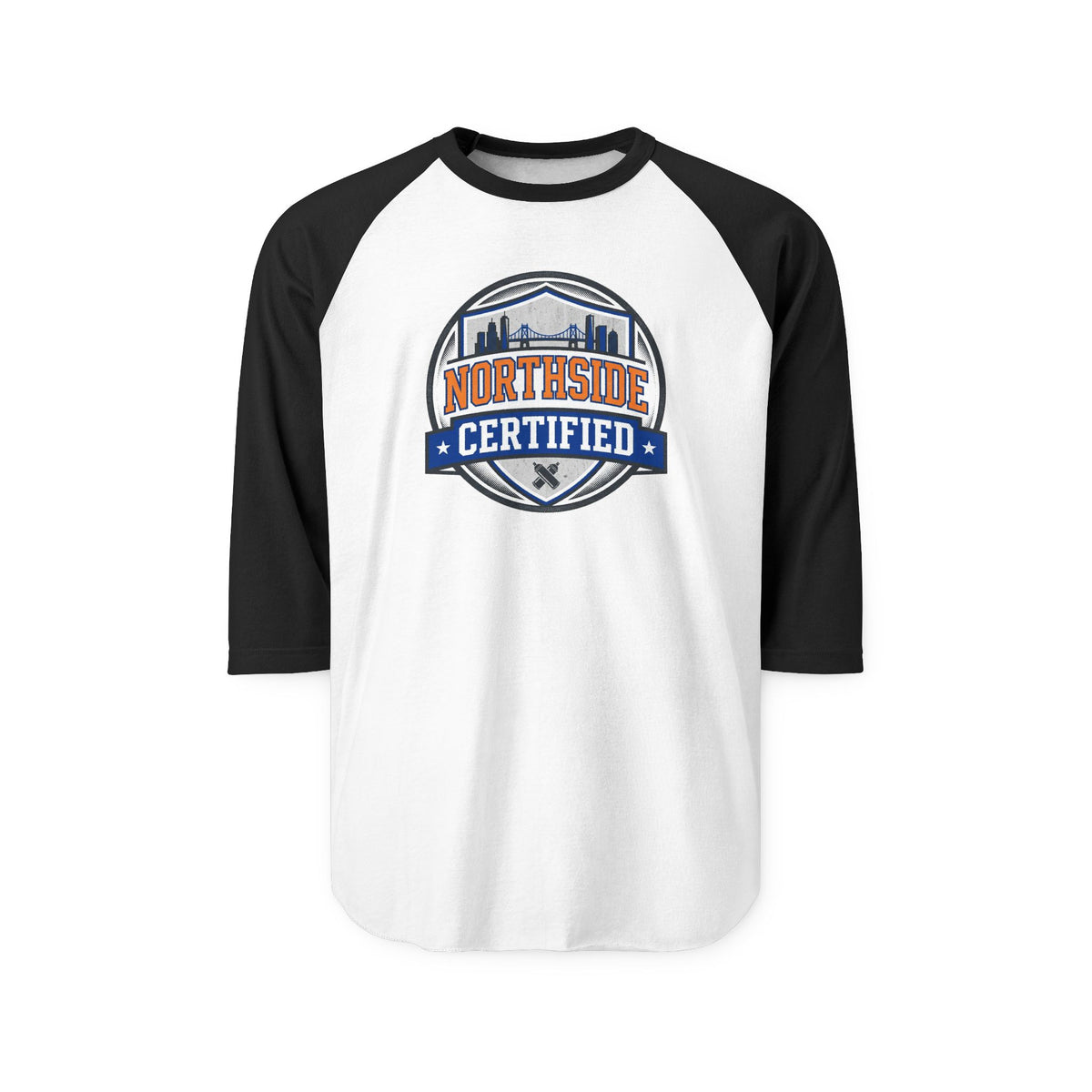 Northside Certified Baseball Raglan — City Skyline Badge 3/4 Sleeve Tee