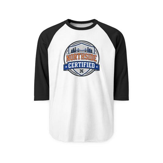 Northside Certified Baseball Raglan — City Skyline Badge 3/4 Sleeve Tee