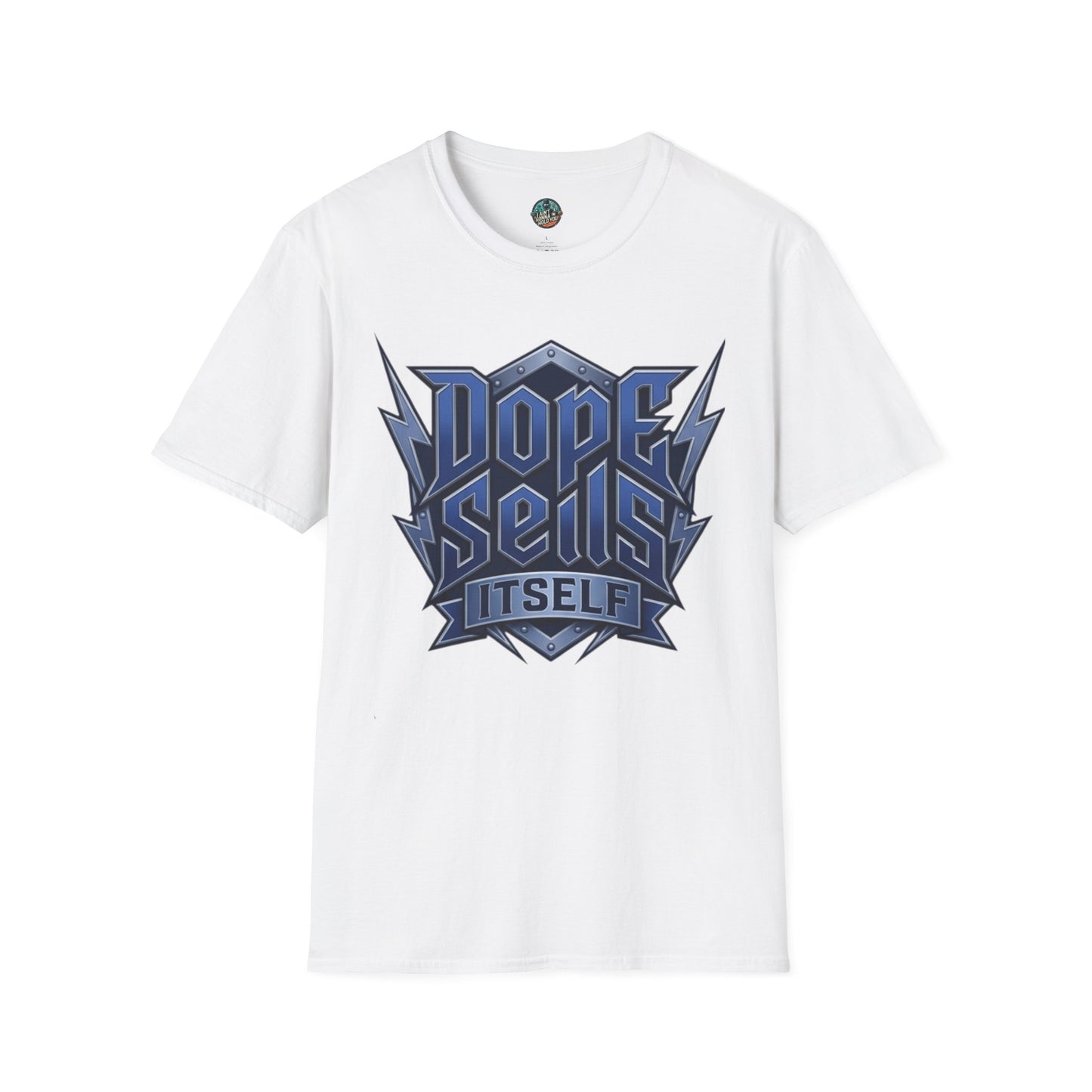 Dope Spells Itself T-Shirt — Retro Lightning Graphic Blue Tee