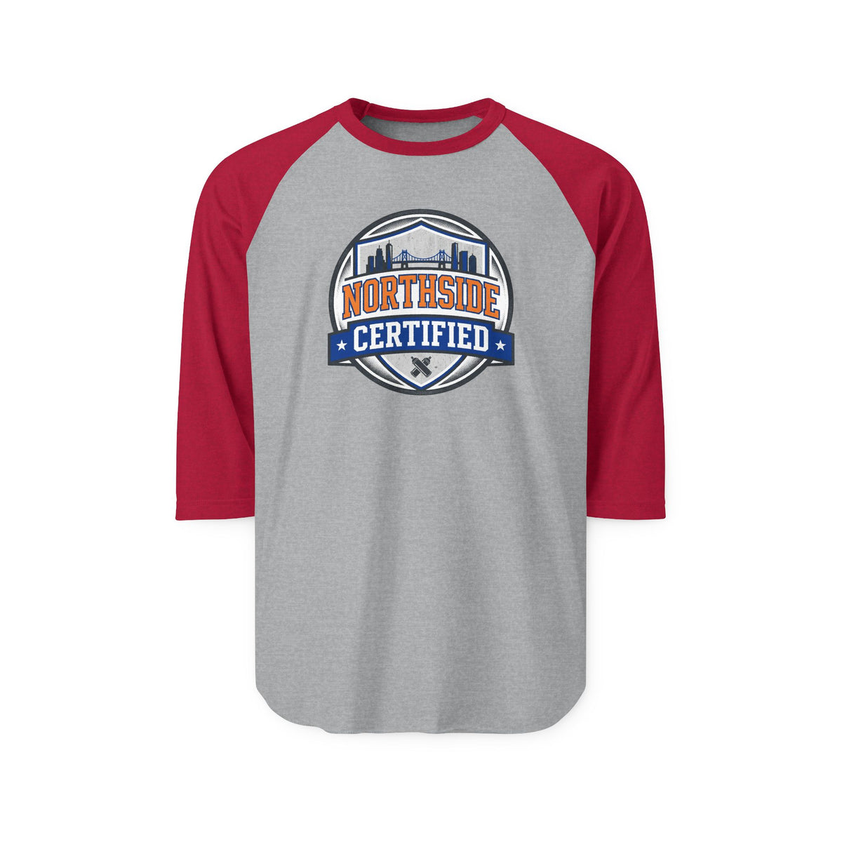 Northside Certified Baseball Raglan — City Skyline Badge 3/4 Sleeve Tee