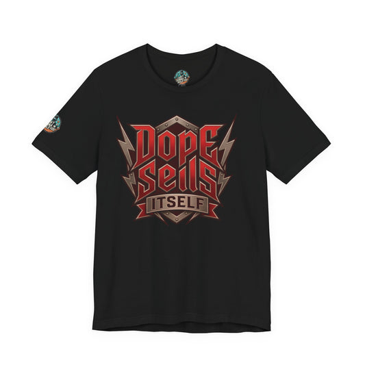 T-Shirt — "Dope Sells Itself" Retro Rock Graphic Red Tee