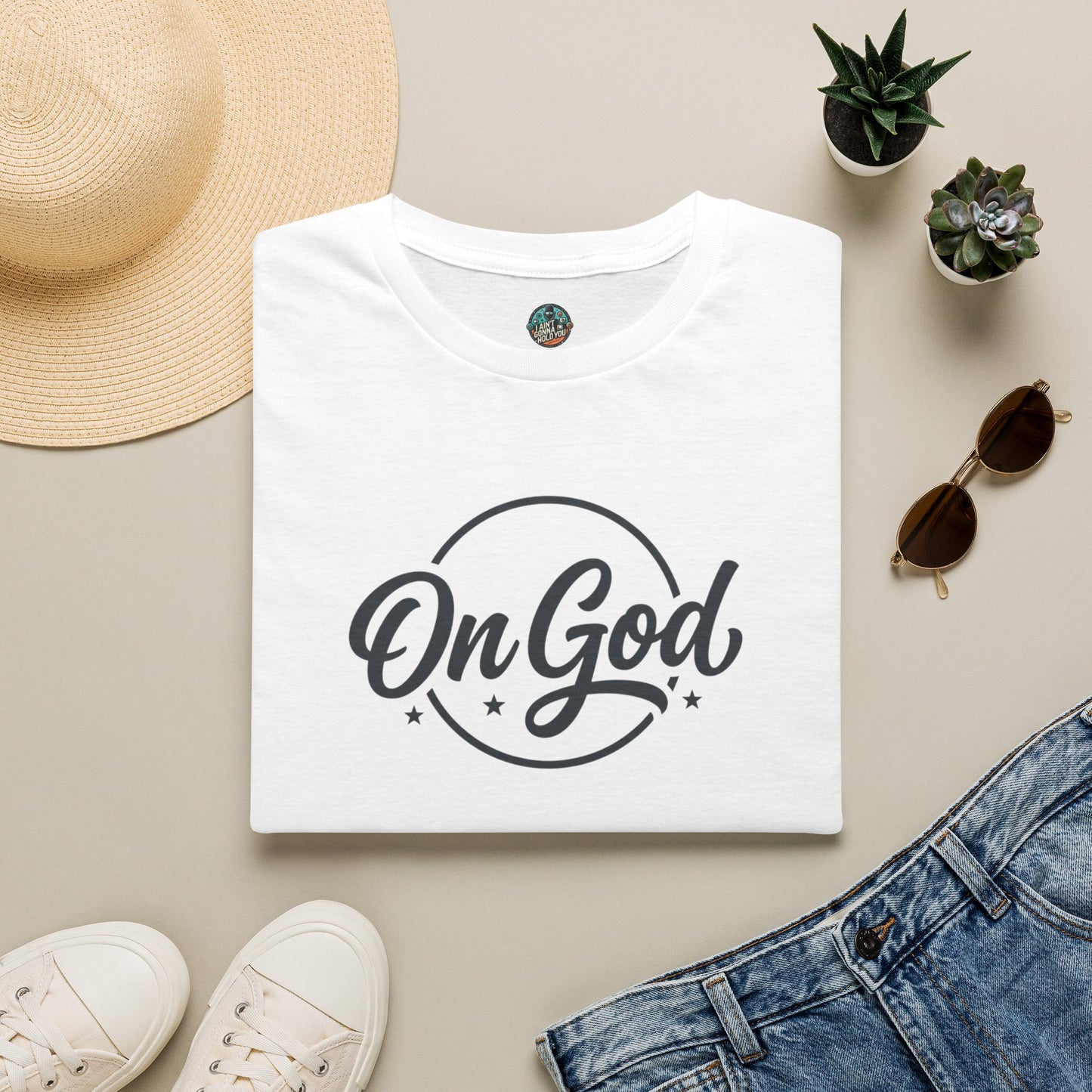 On God T-Shirt — Faith-Inspired Retro Script White Tee