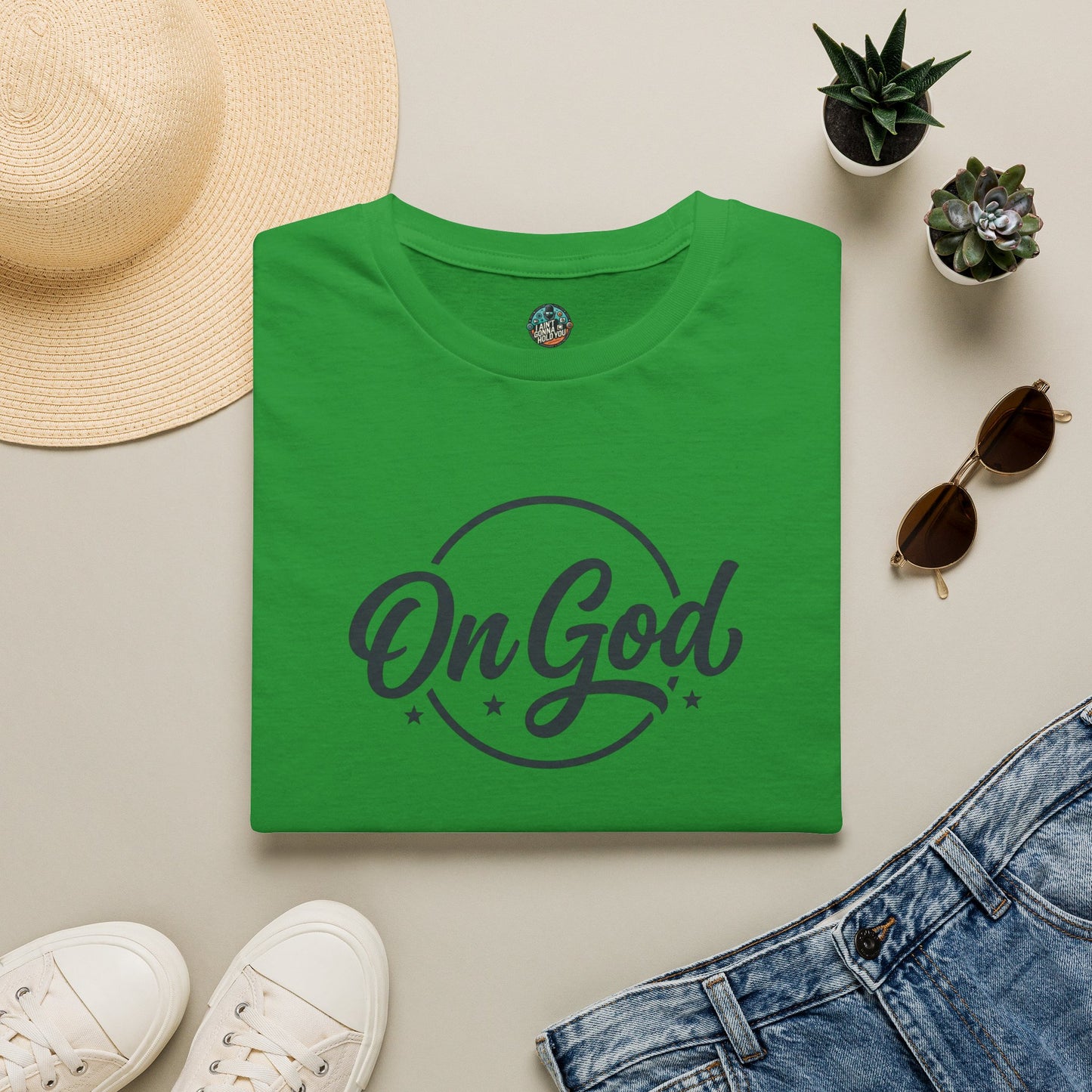 On God T-Shirt — Faith-Inspired Retro Script White Tee