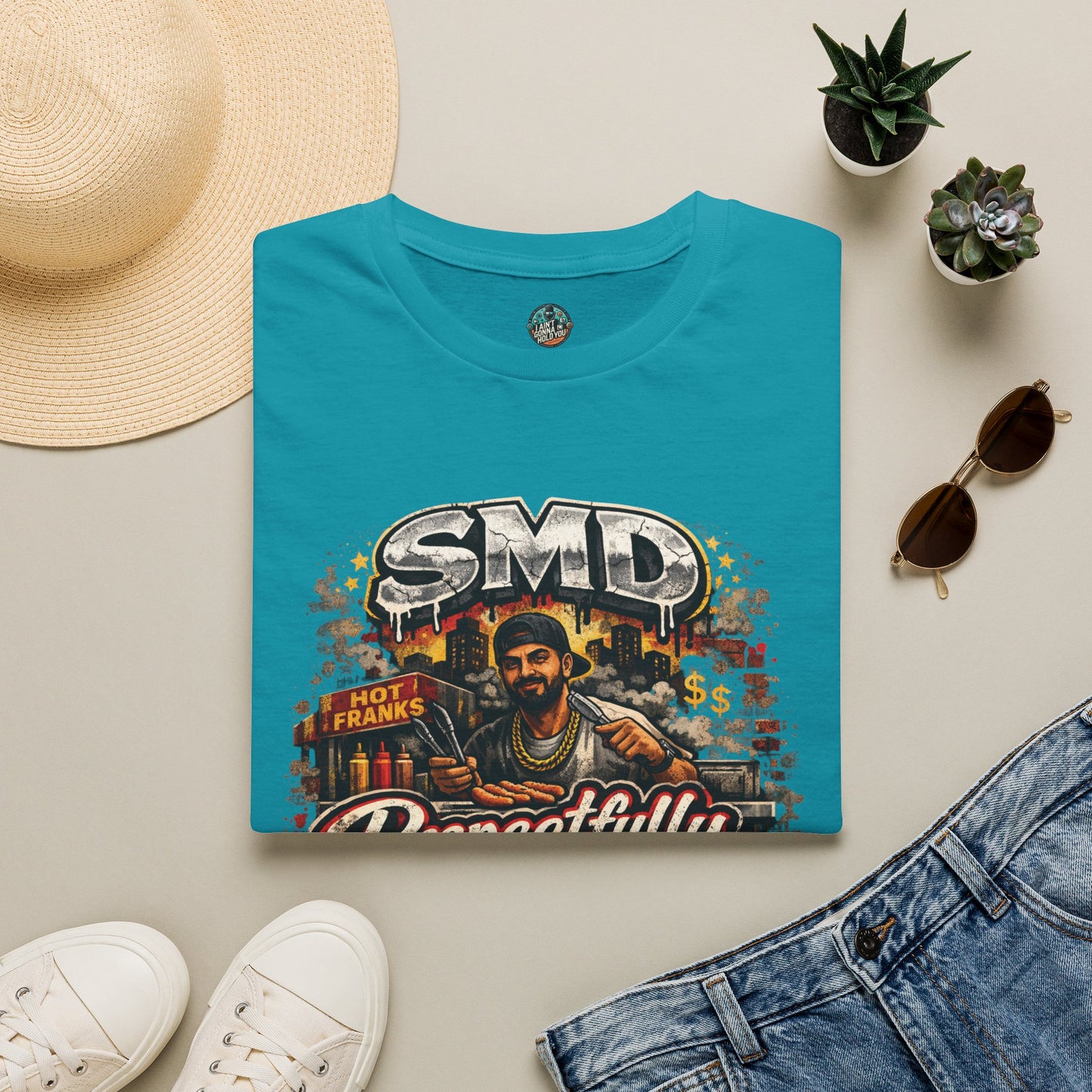 T-Shirt — SMD 'Respectfully' Vintage Hot Franks Streetwear Tee