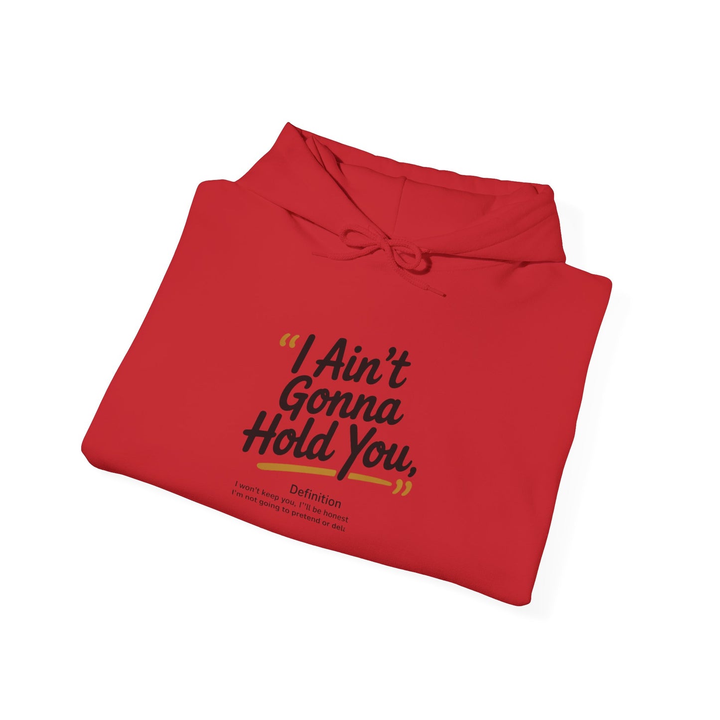 Hooded Sweatshirt - I Aint Gonna Hold You Print - Special Edition Warm and Stylish