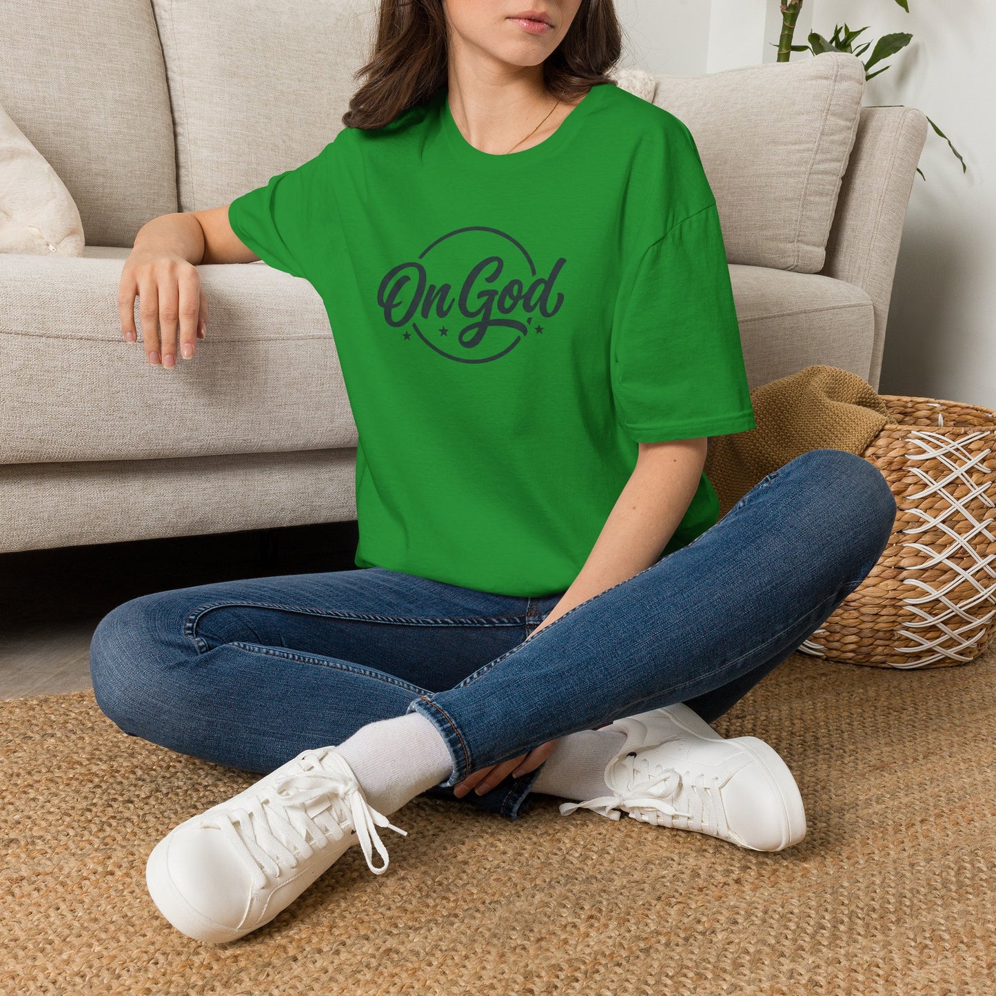 On God T-Shirt — Faith-Inspired Retro Script White Tee