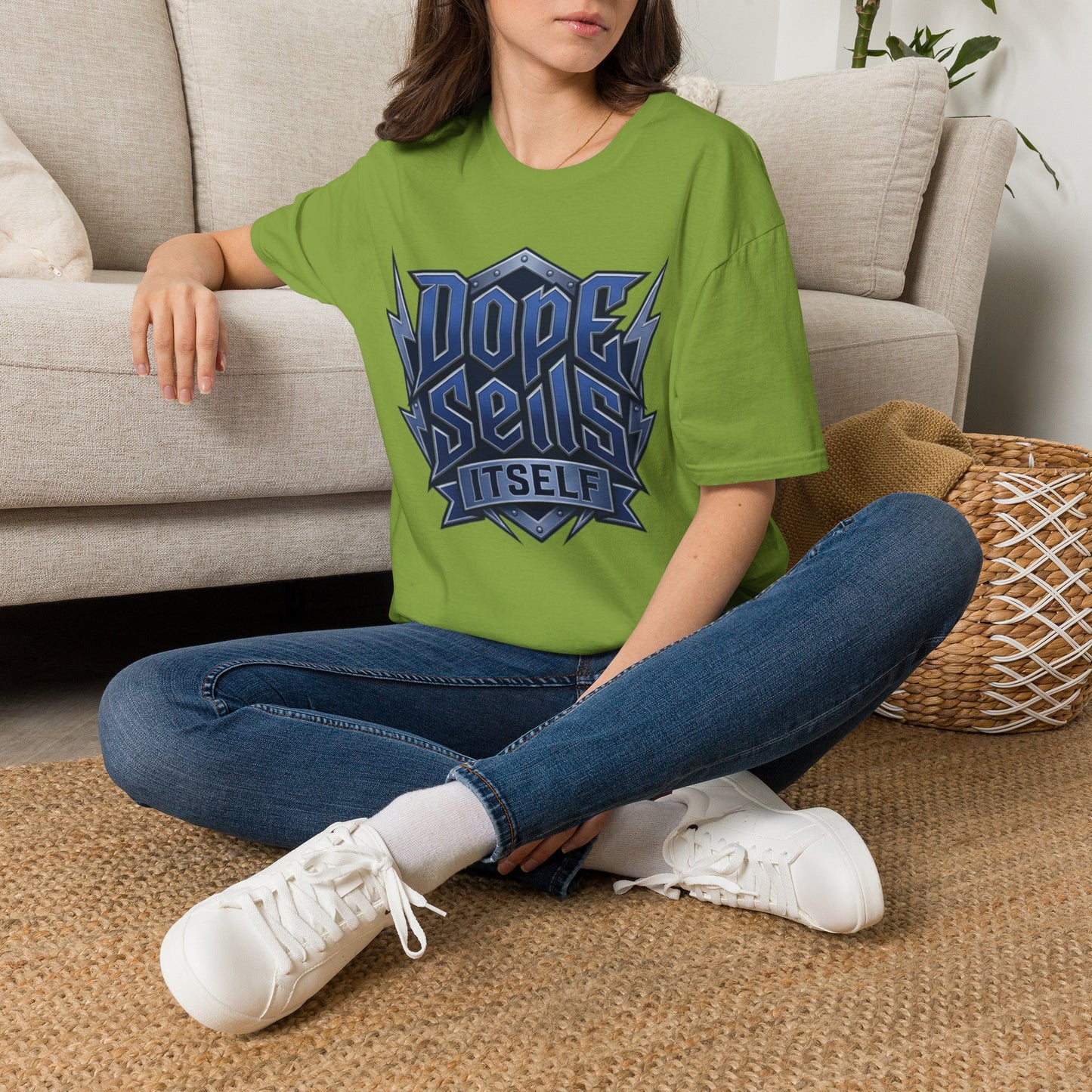 Dope Spells Itself T-Shirt — Retro Lightning Graphic Blue Tee