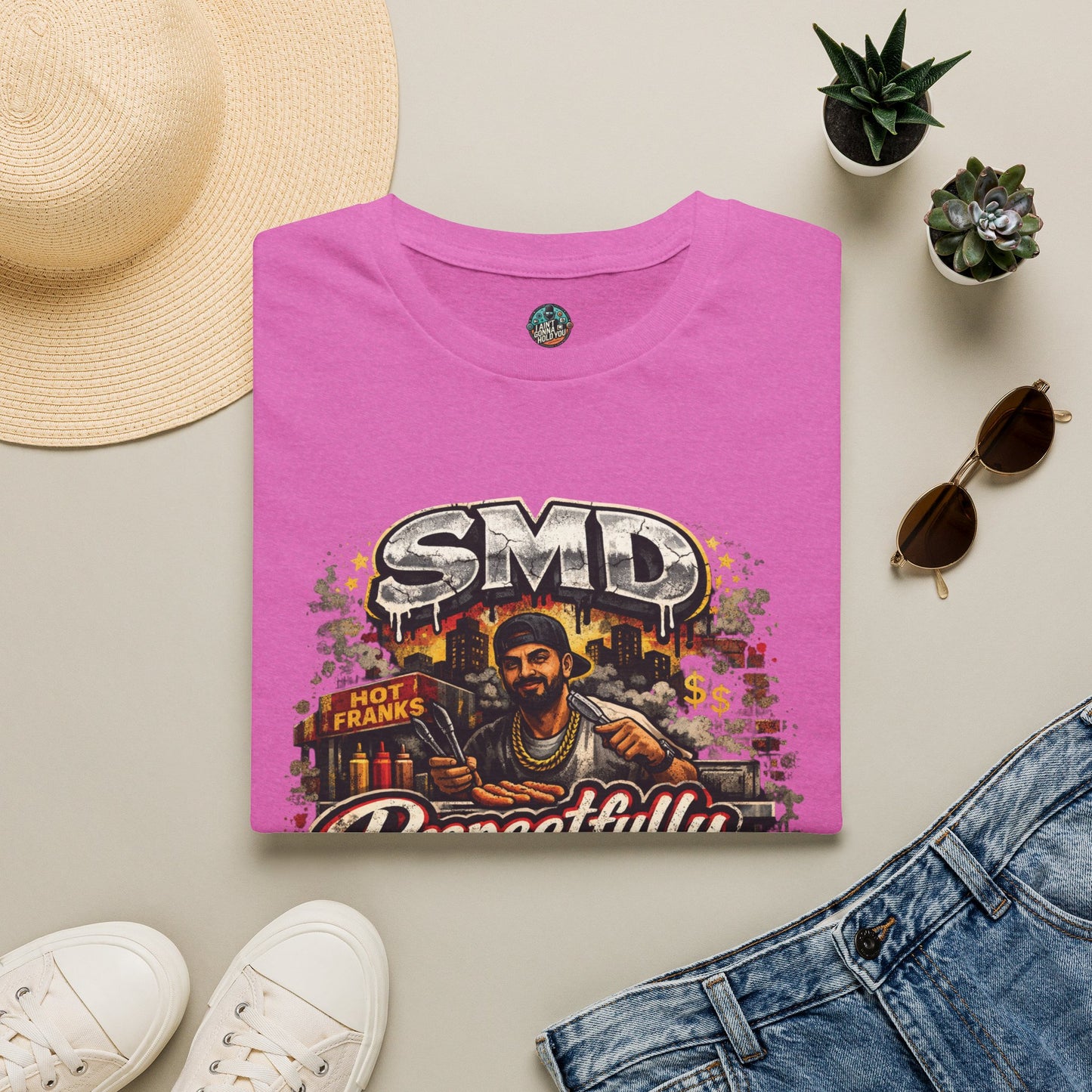 T-Shirt — SMD 'Respectfully' Vintage Hot Franks Streetwear Tee