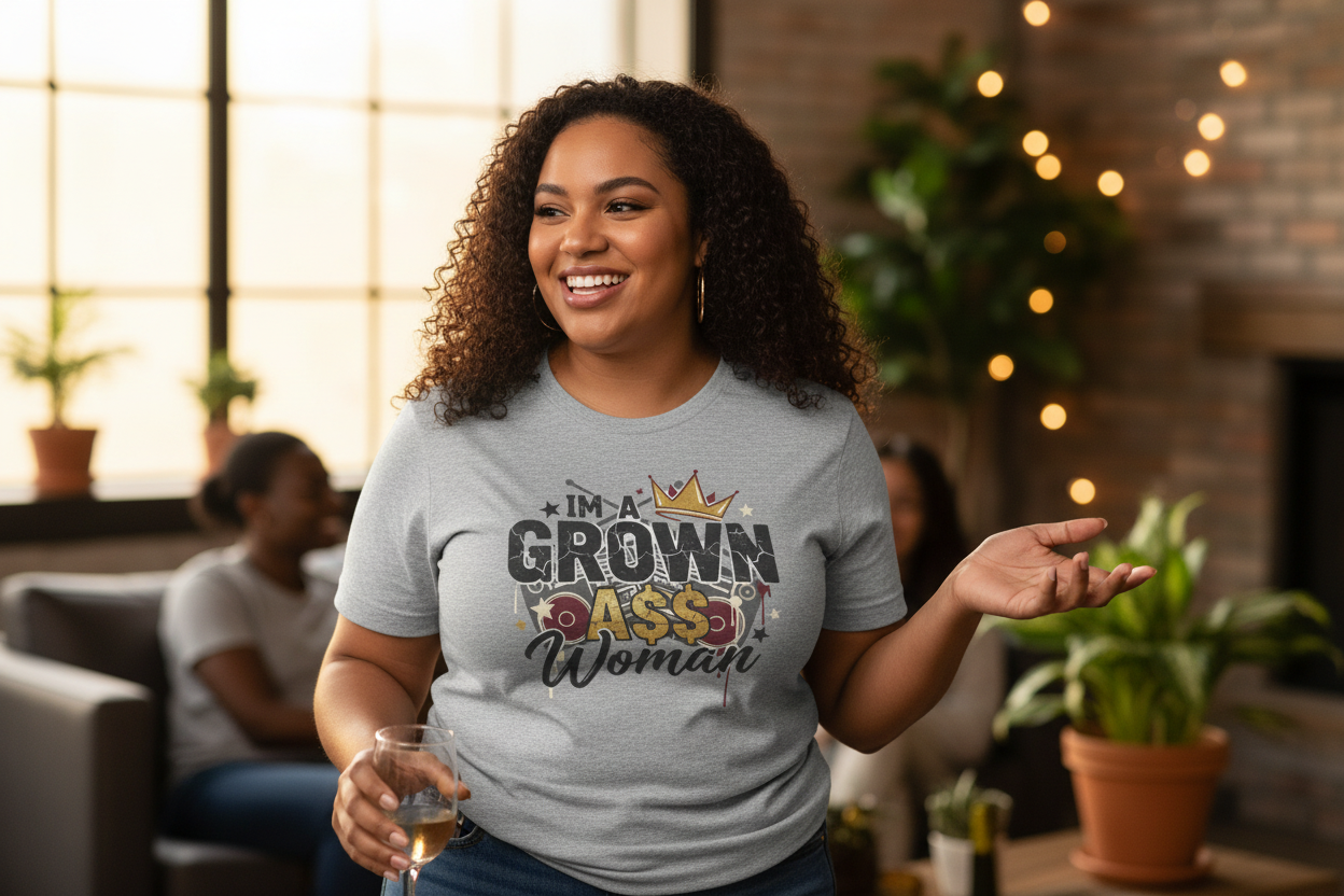 Grown Ass Woman Graphic Tee — Funny Urban Slang T‑Shirt
