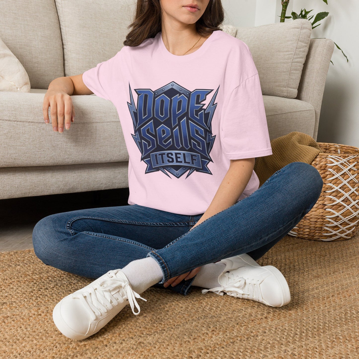 Dope Spells Itself T-Shirt — Retro Lightning Graphic Blue Tee
