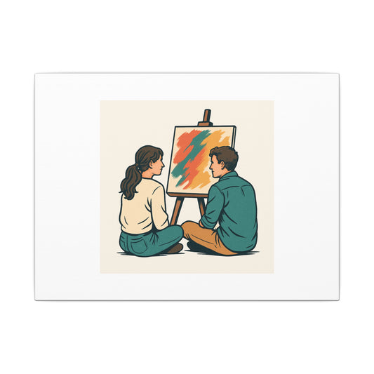 Romantic Couple Painting Canvas Print — Stretched Matte Wall Art