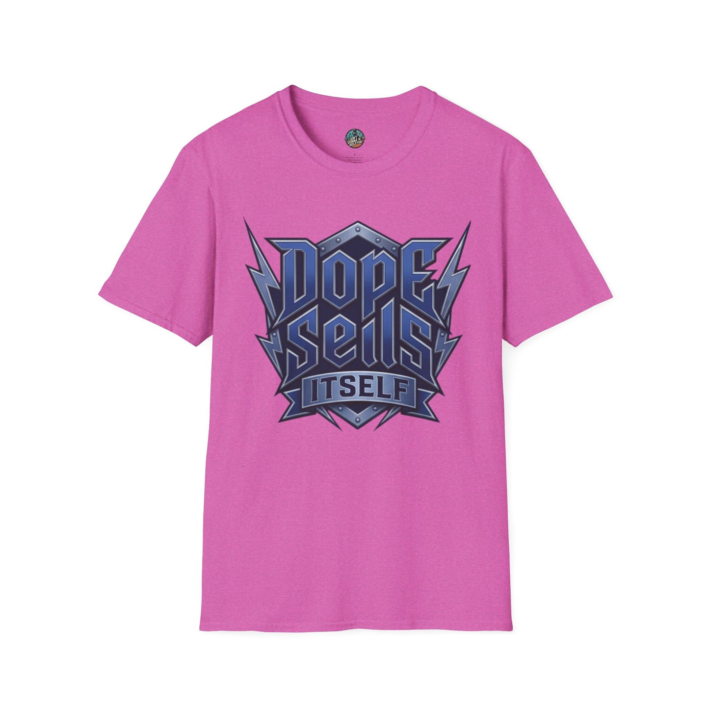 Dope Spells Itself T-Shirt — Retro Lightning Graphic Blue Tee