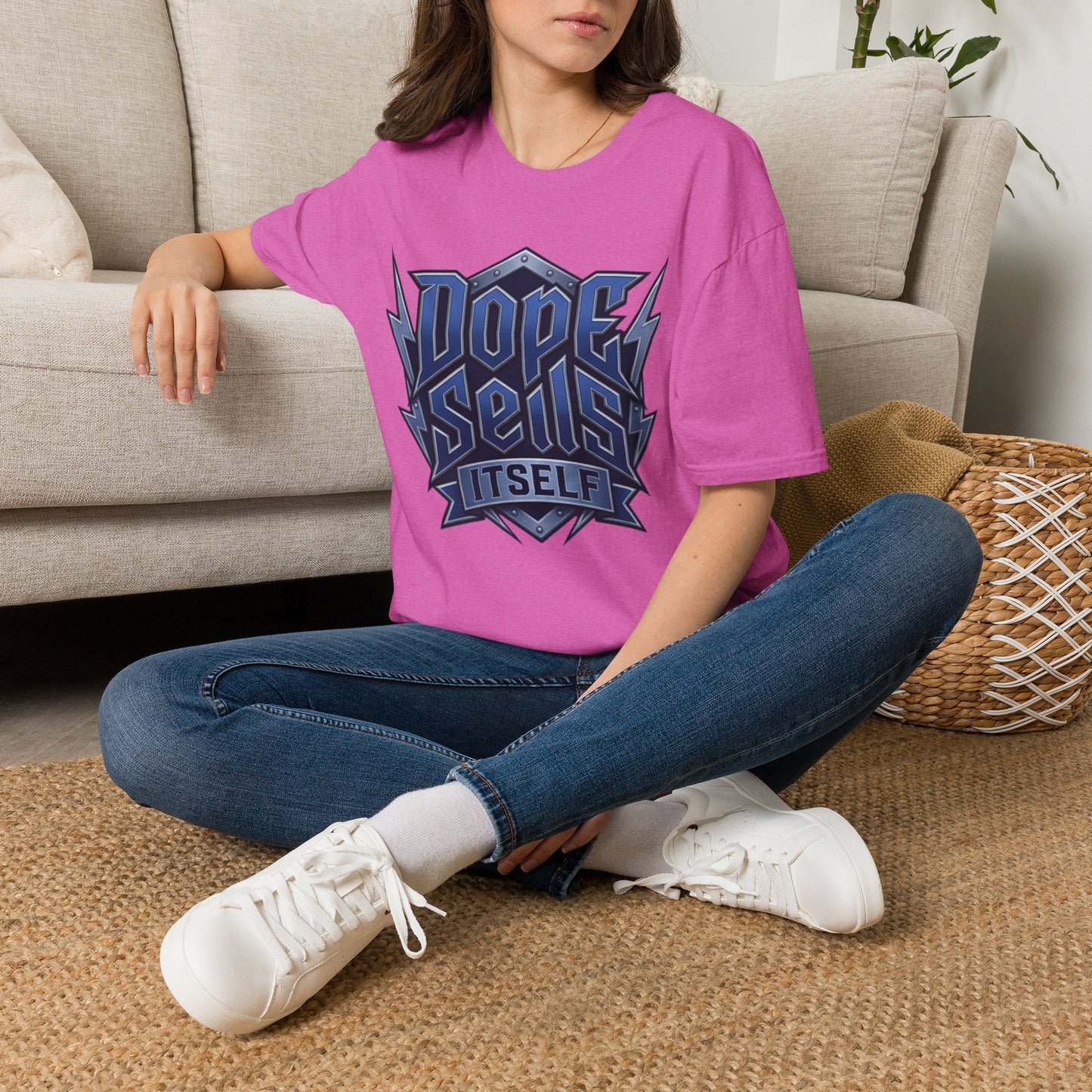 Dope Spells Itself T-Shirt — Retro Lightning Graphic Blue Tee