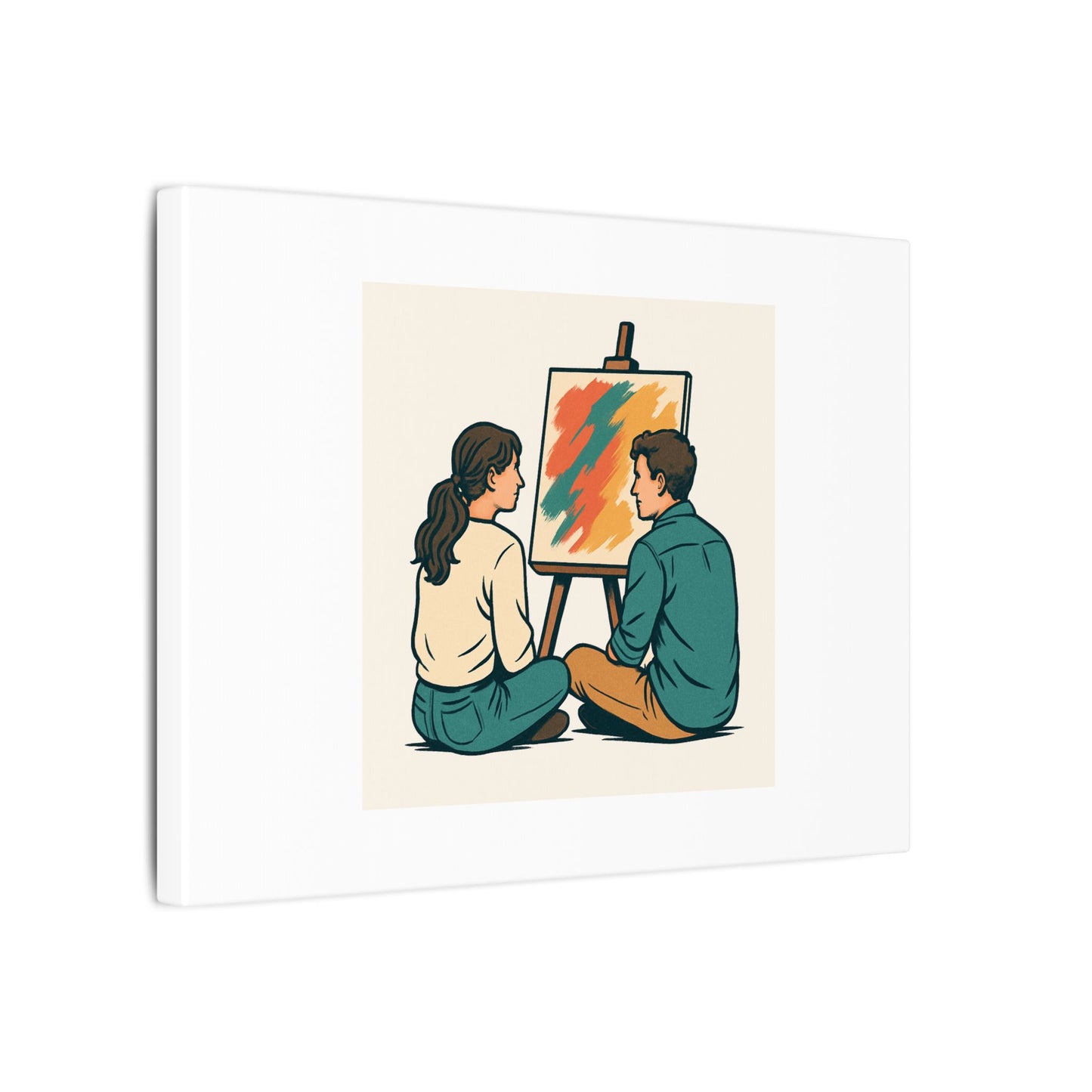 Romantic Couple Painting Canvas Print — Stretched Matte Wall Art