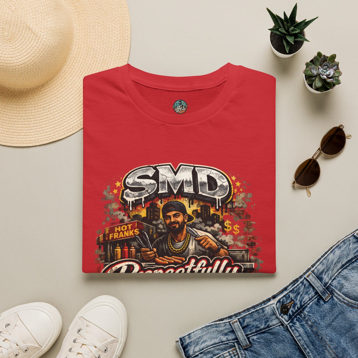 T-Shirt — SMD 'Respectfully' Vintage Hot Franks Streetwear Tee
