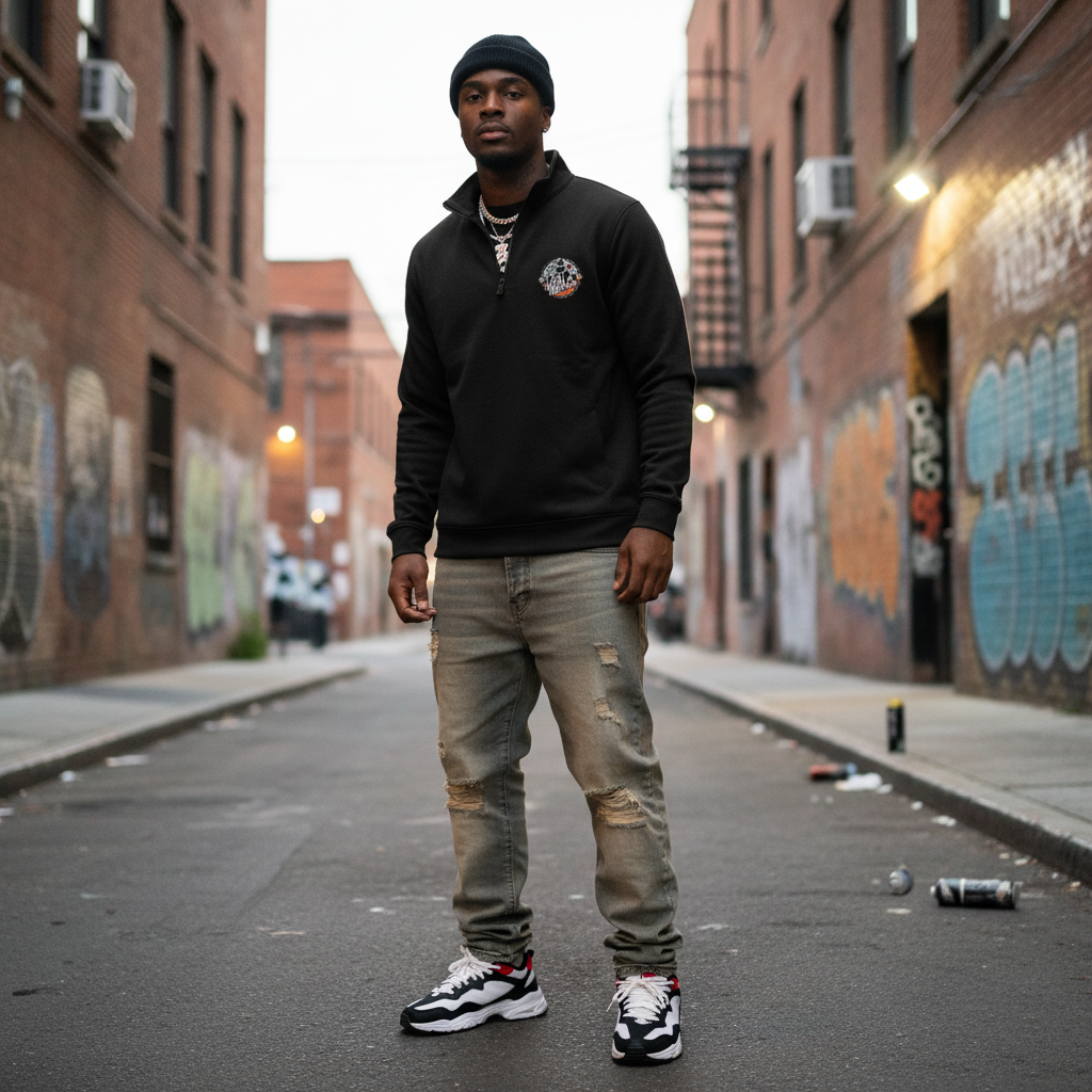 Quarter-Zip Pullover — Unisex Stretch Embroidered logo Sweater