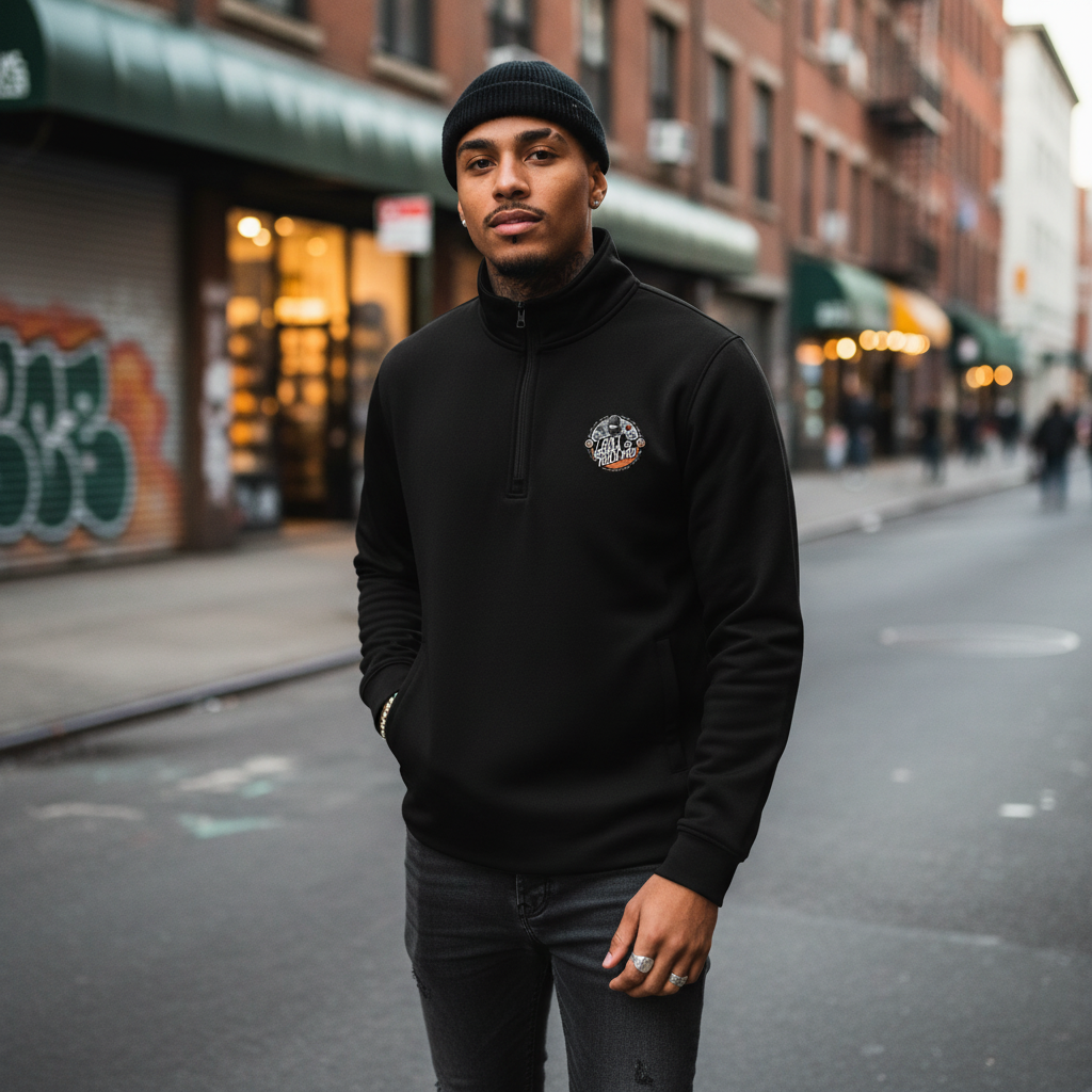 Quarter-Zip Pullover — Unisex Stretch Embroidered logo Sweater