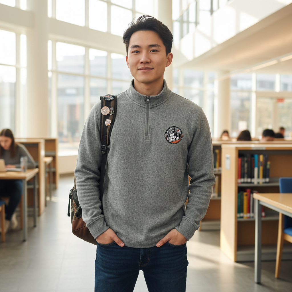 Quarter-Zip Pullover — Unisex Stretch Embroidered logo Sweater