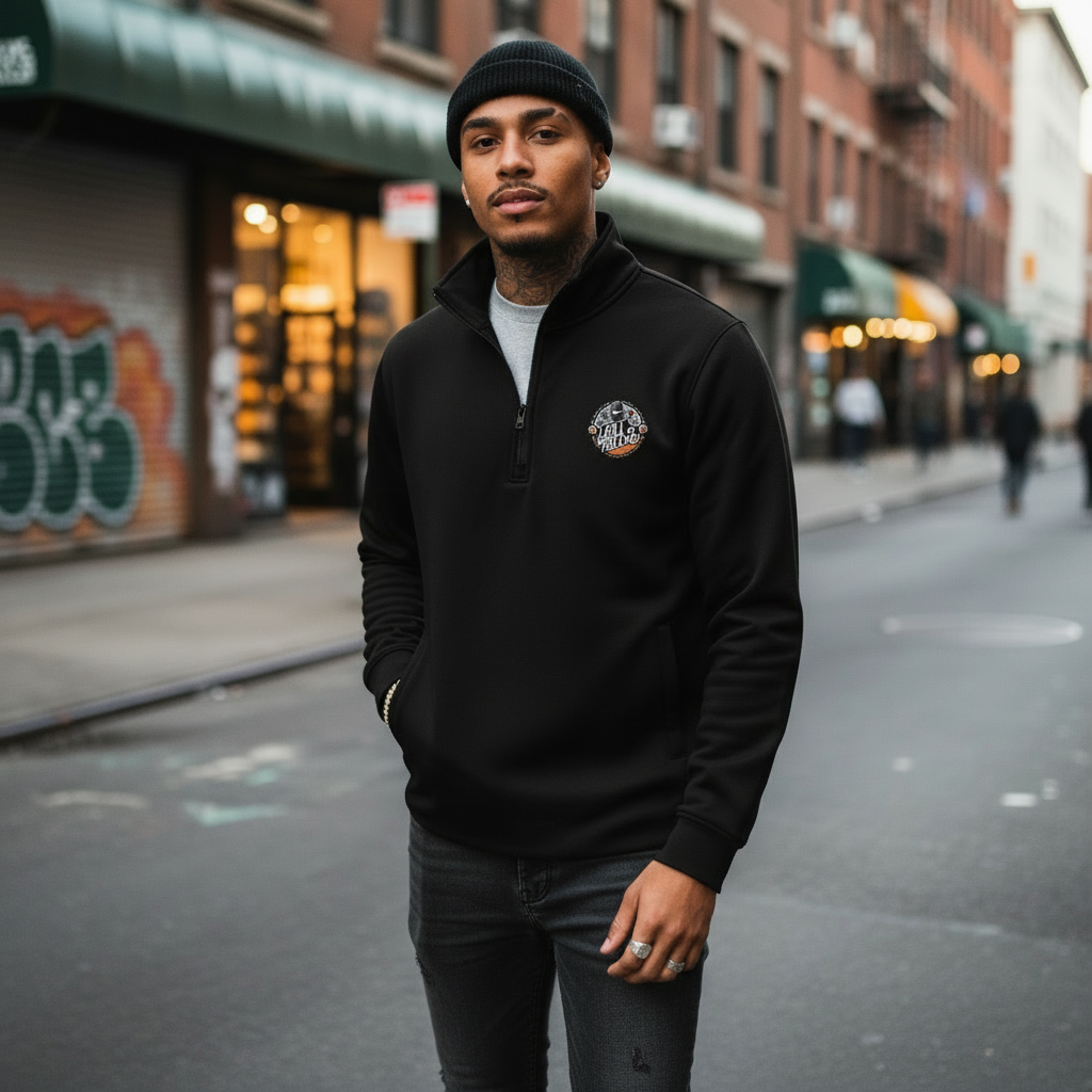 Quarter-Zip Pullover — Unisex Stretch Embroidered logo Sweater