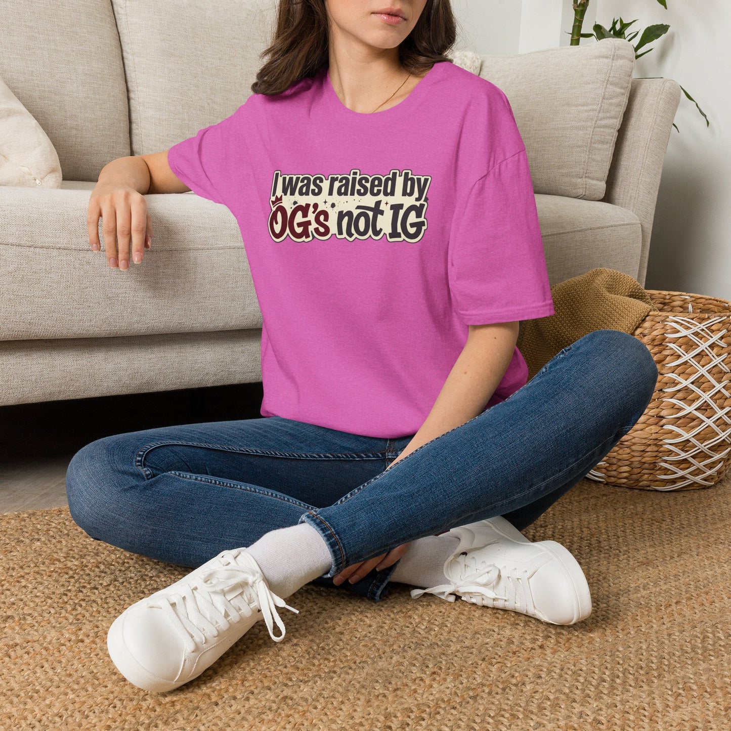 Raised by OGs Not IG T-Shirt — Retro Statement Tee for Streetwise Pride