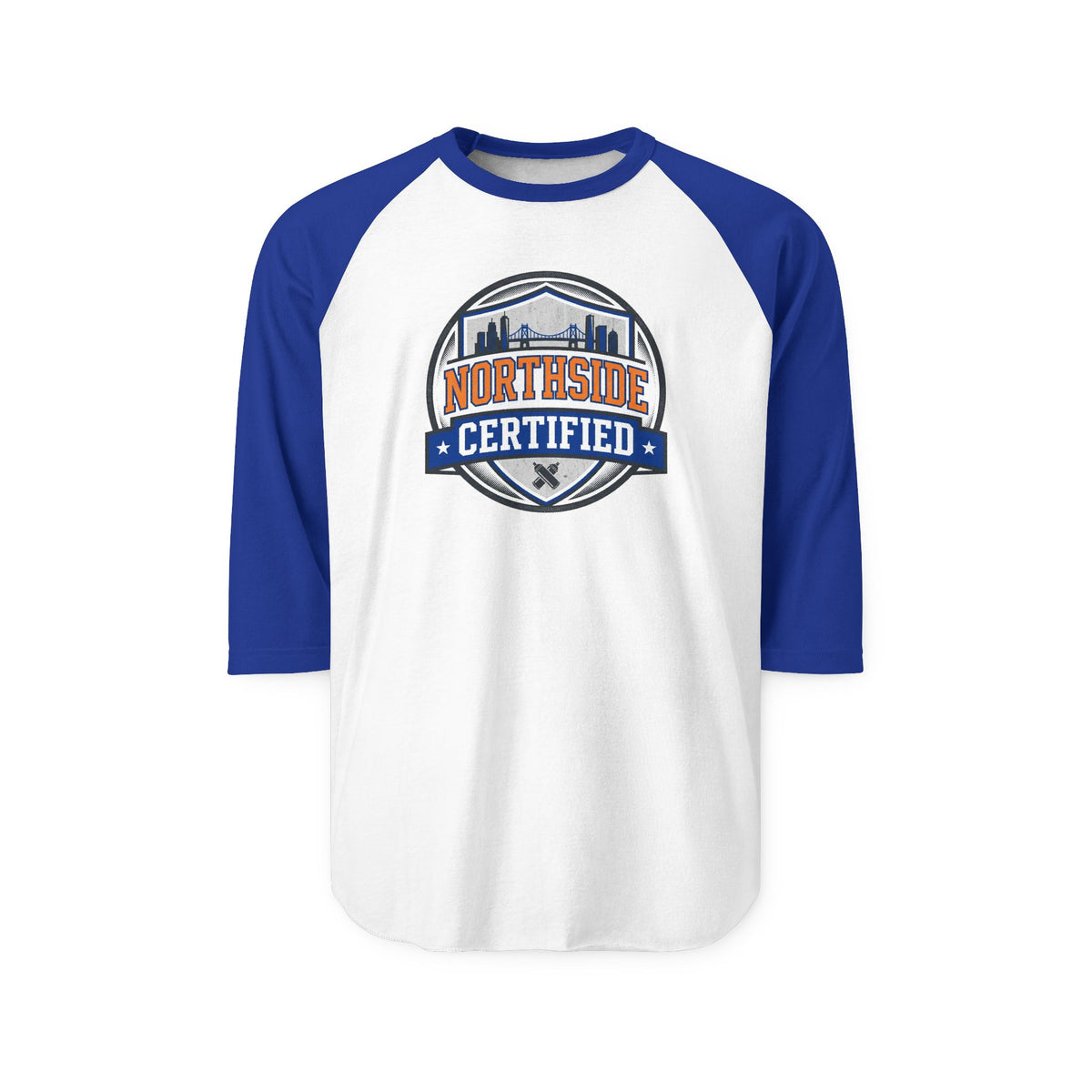 Northside Certified Baseball Raglan — City Skyline Badge 3/4 Sleeve Tee