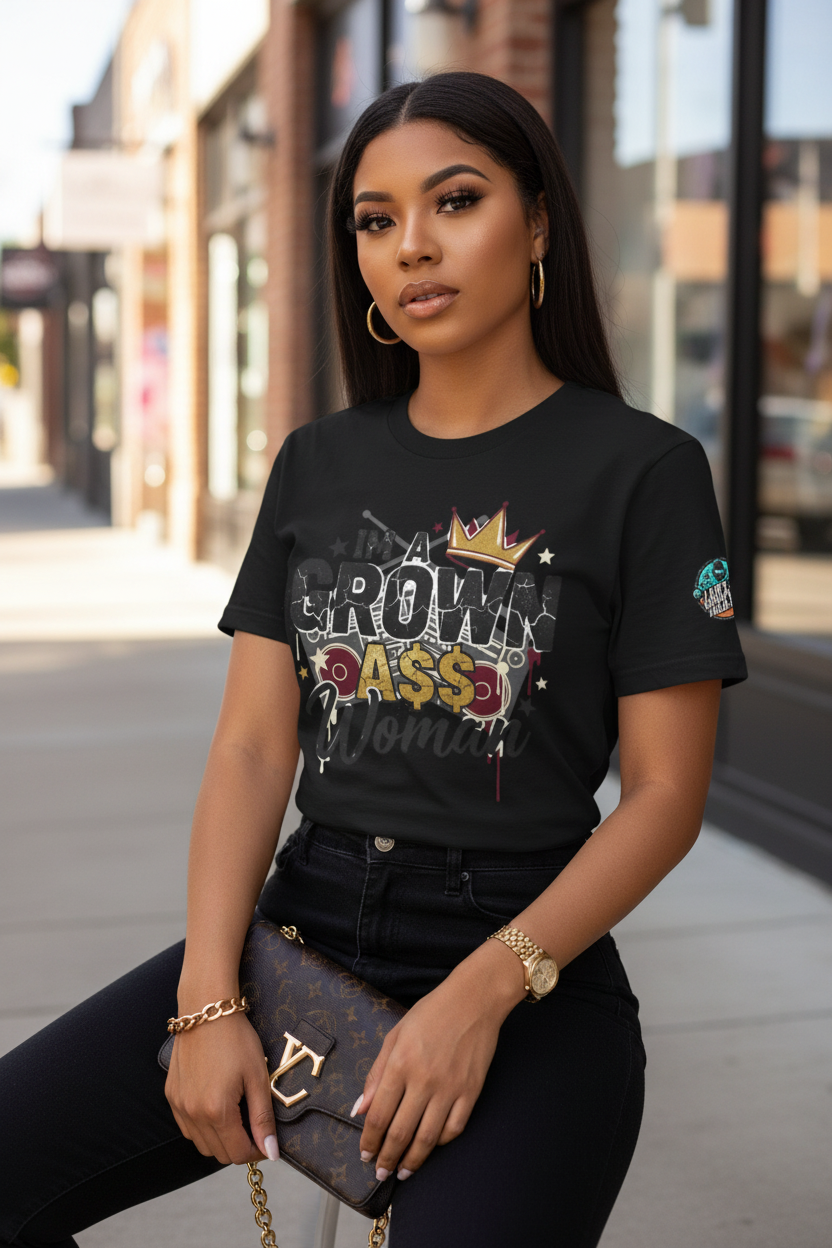 Grown Ass Woman Graphic Tee — Funny Urban Slang T‑Shirt