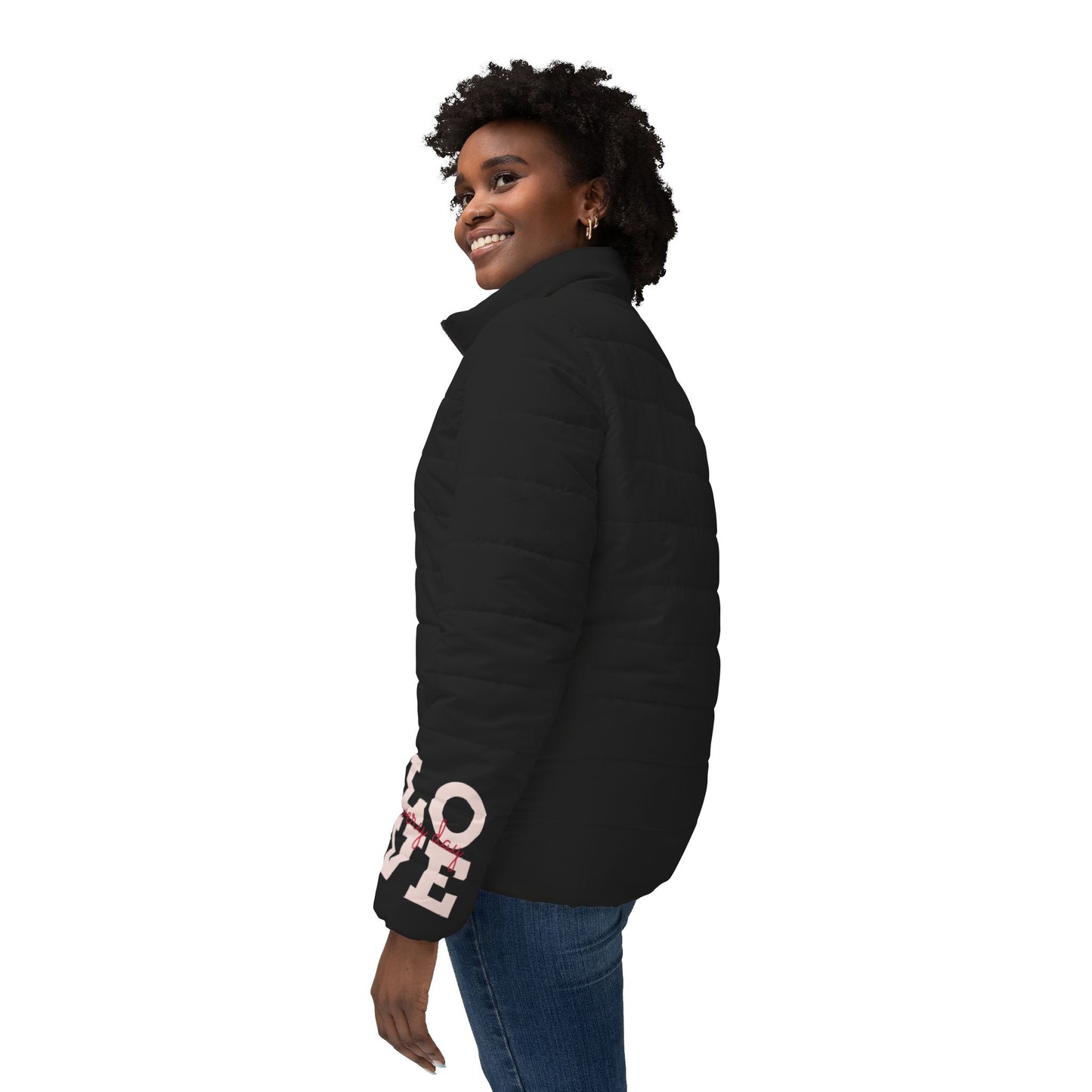 Love Prints Women's Puffer Jacket - Black Princess