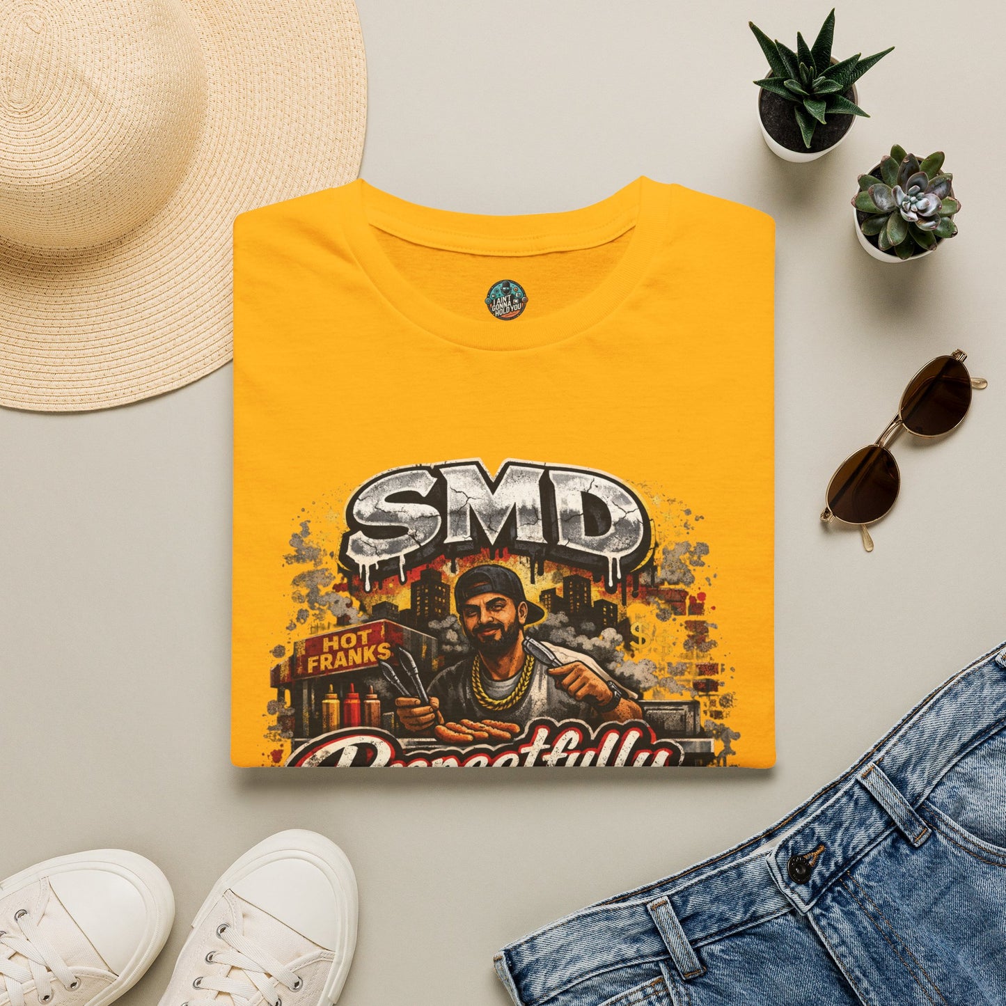 T-Shirt — SMD 'Respectfully' Vintage Hot Franks Streetwear Tee