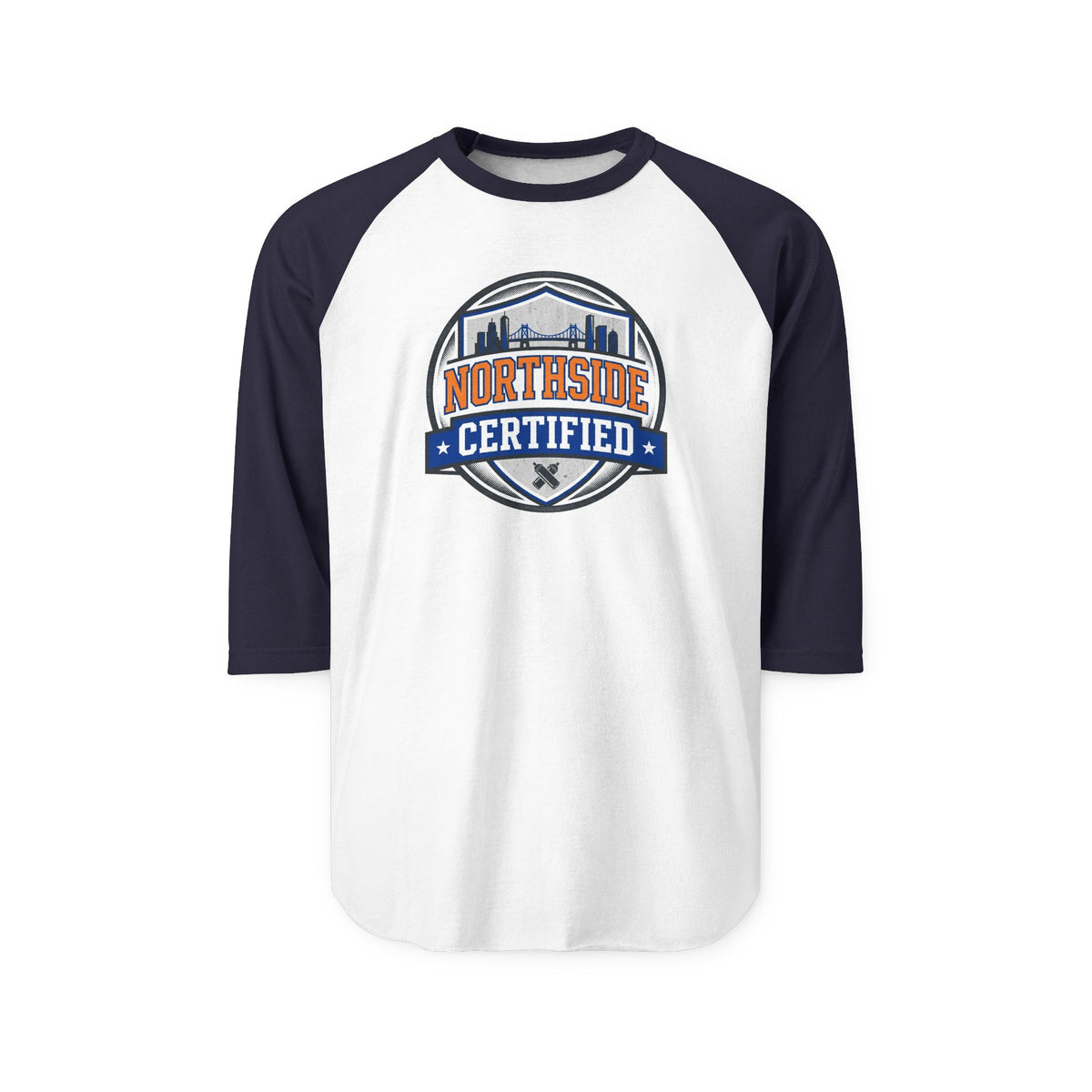 Northside Certified Baseball Raglan — City Skyline Badge 3/4 Sleeve Tee