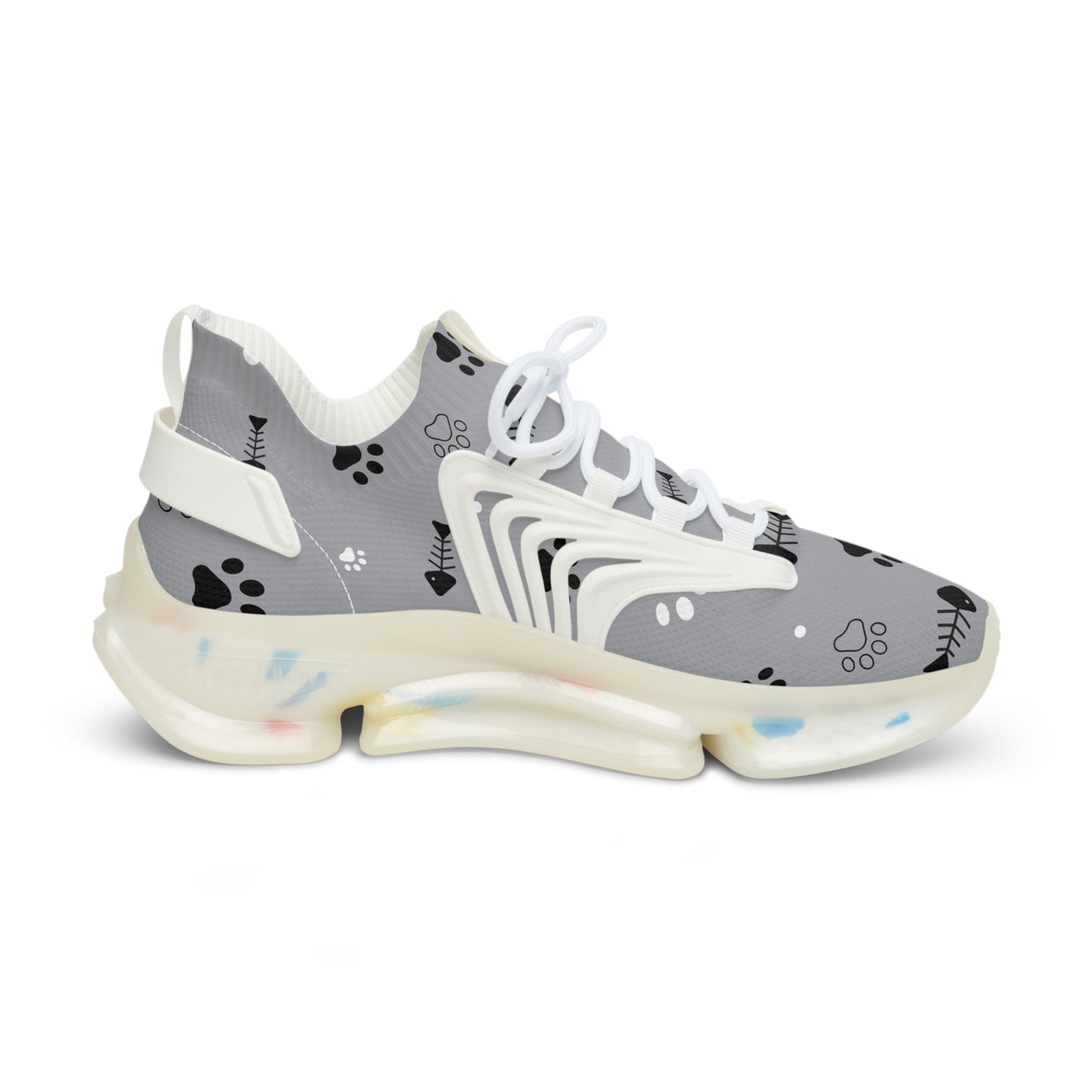Gray and Bones Mesh Sneakers — Lightweight Athletic Running Shoes for Men